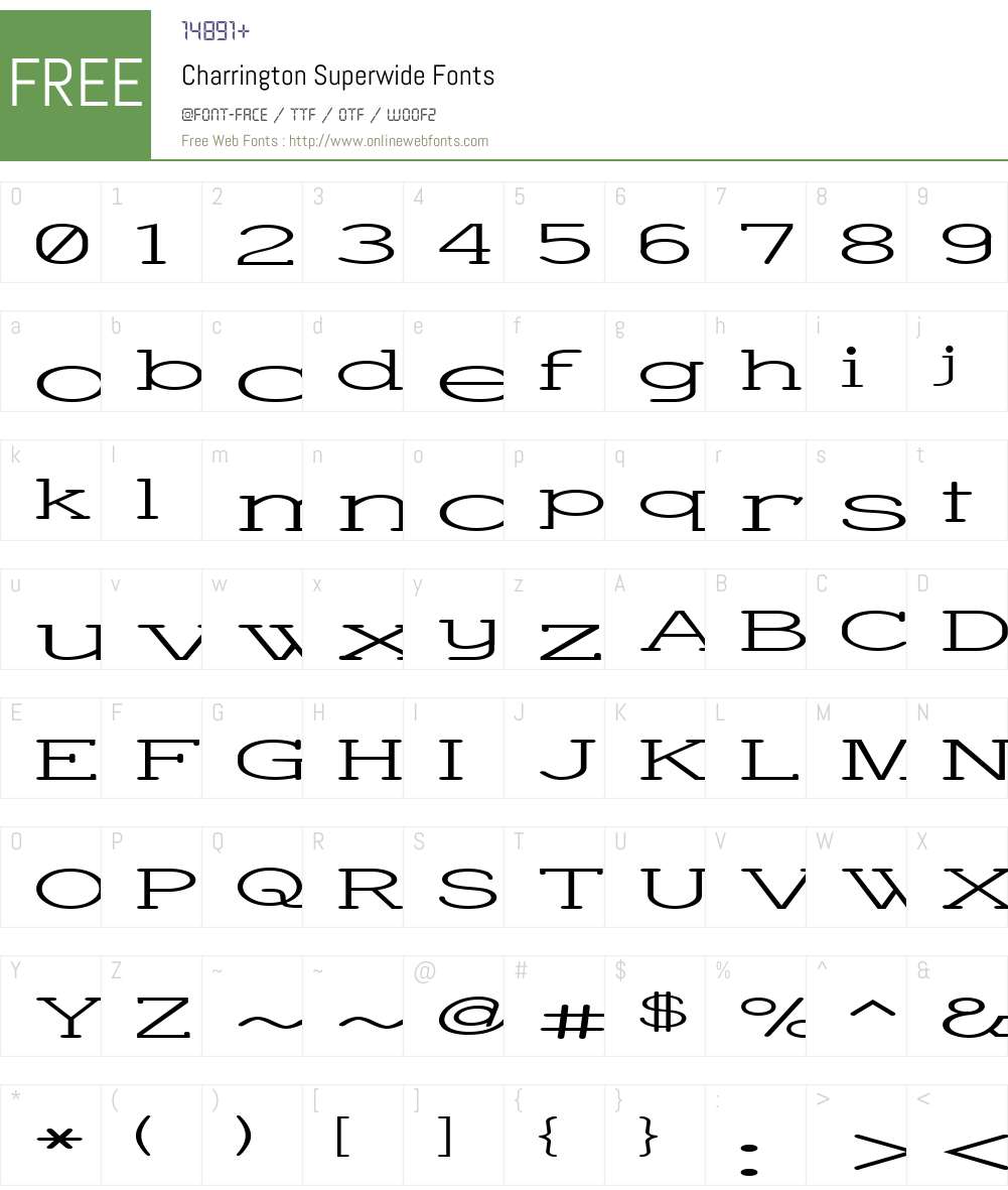 Charrington Superwide Font Screenshots
