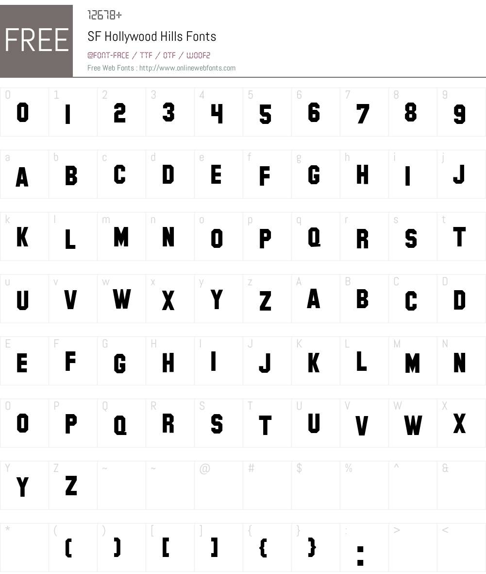 SF Hollywood Hills Font Screenshots