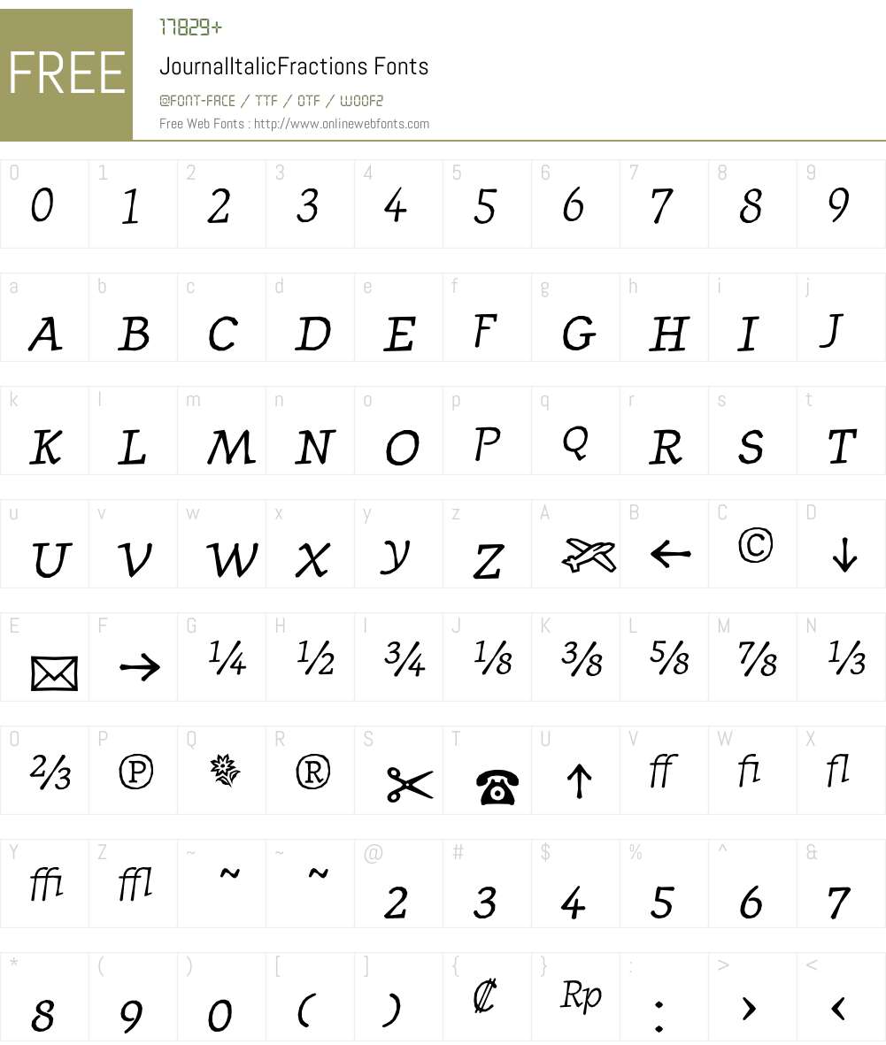 JournalItalicFractions Font Screenshots