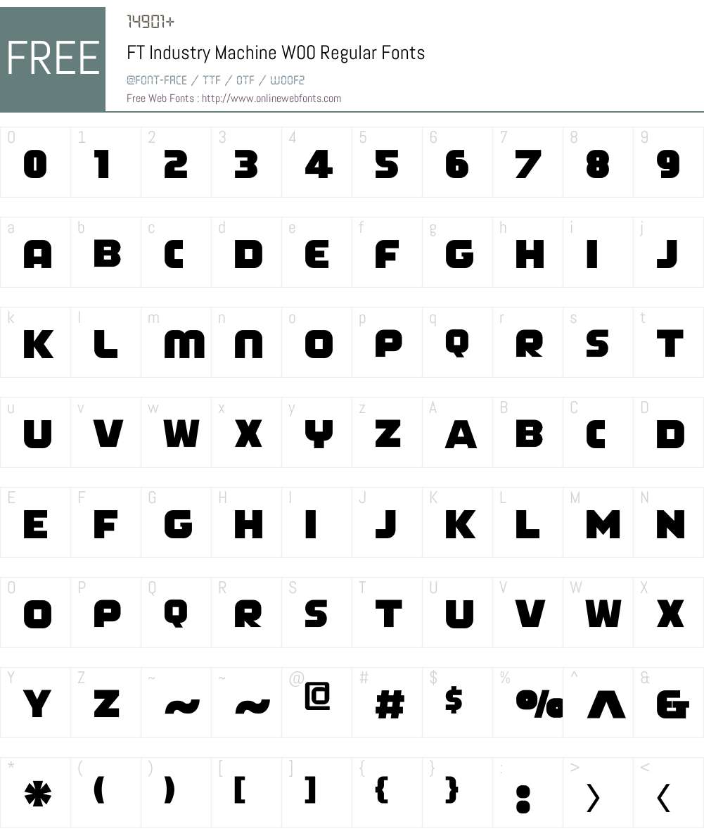 FTIndustryMachineW00-Rg Font Screenshots