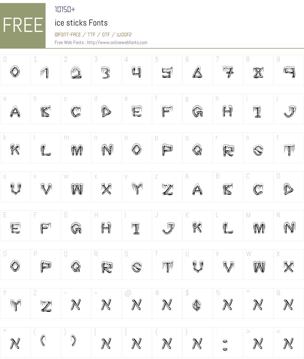 ice sticks Font Screenshots