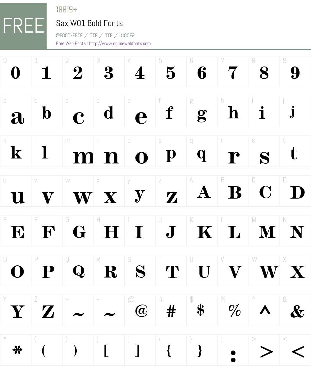 SaxW01-Bold Font Screenshots