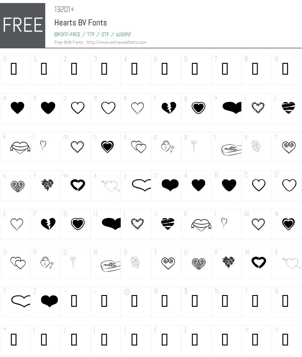 Hearts BV Font Screenshots