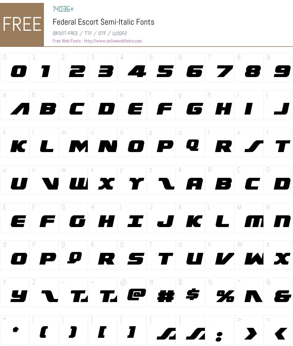 Federal Escort Semi-Italic Font Screenshots