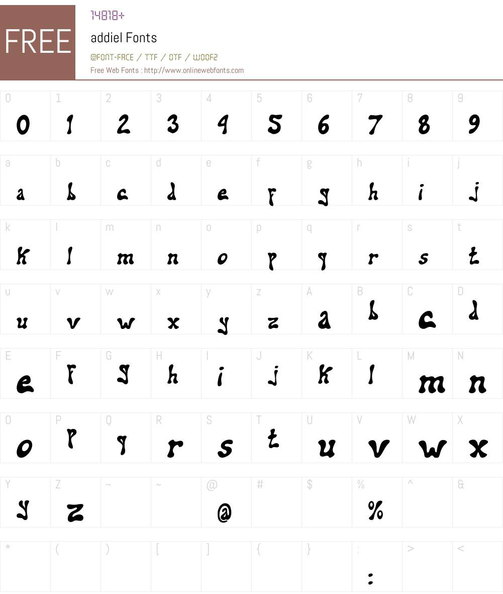addiel Font Screenshots