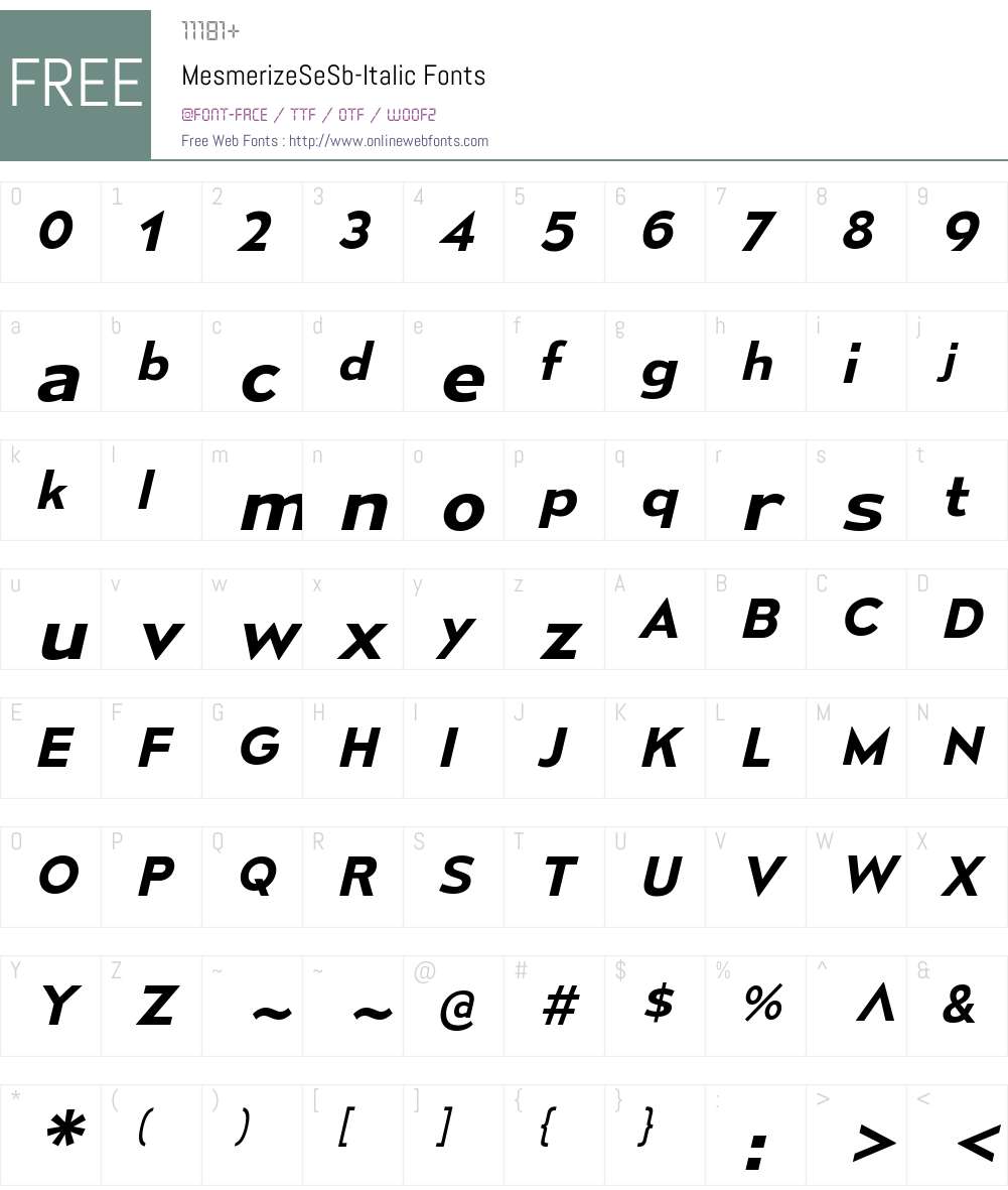 Mesmerize Font Screenshots
