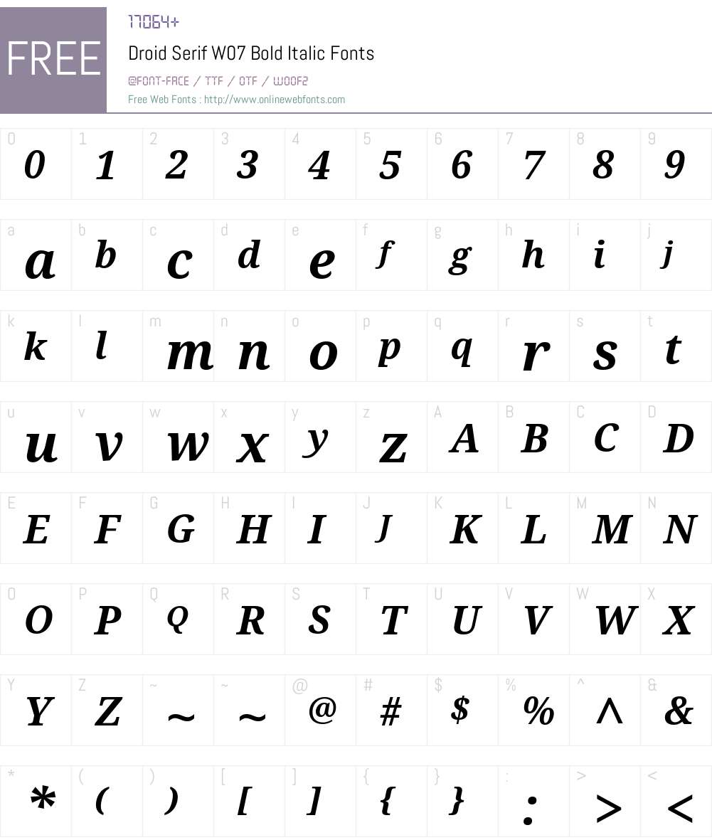 Droid Serif Font Screenshots