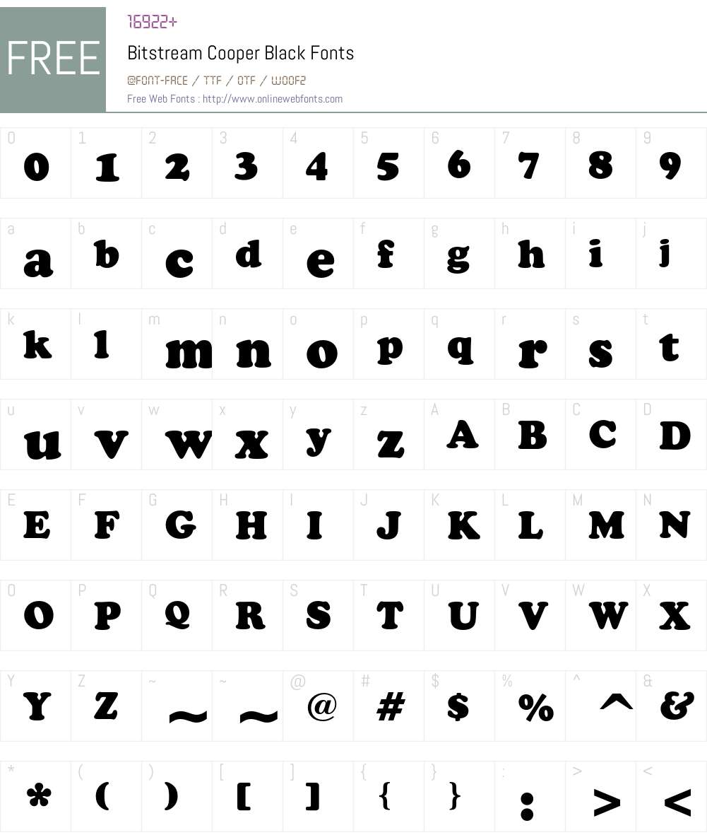 Bitstream Cooper Font Screenshots
