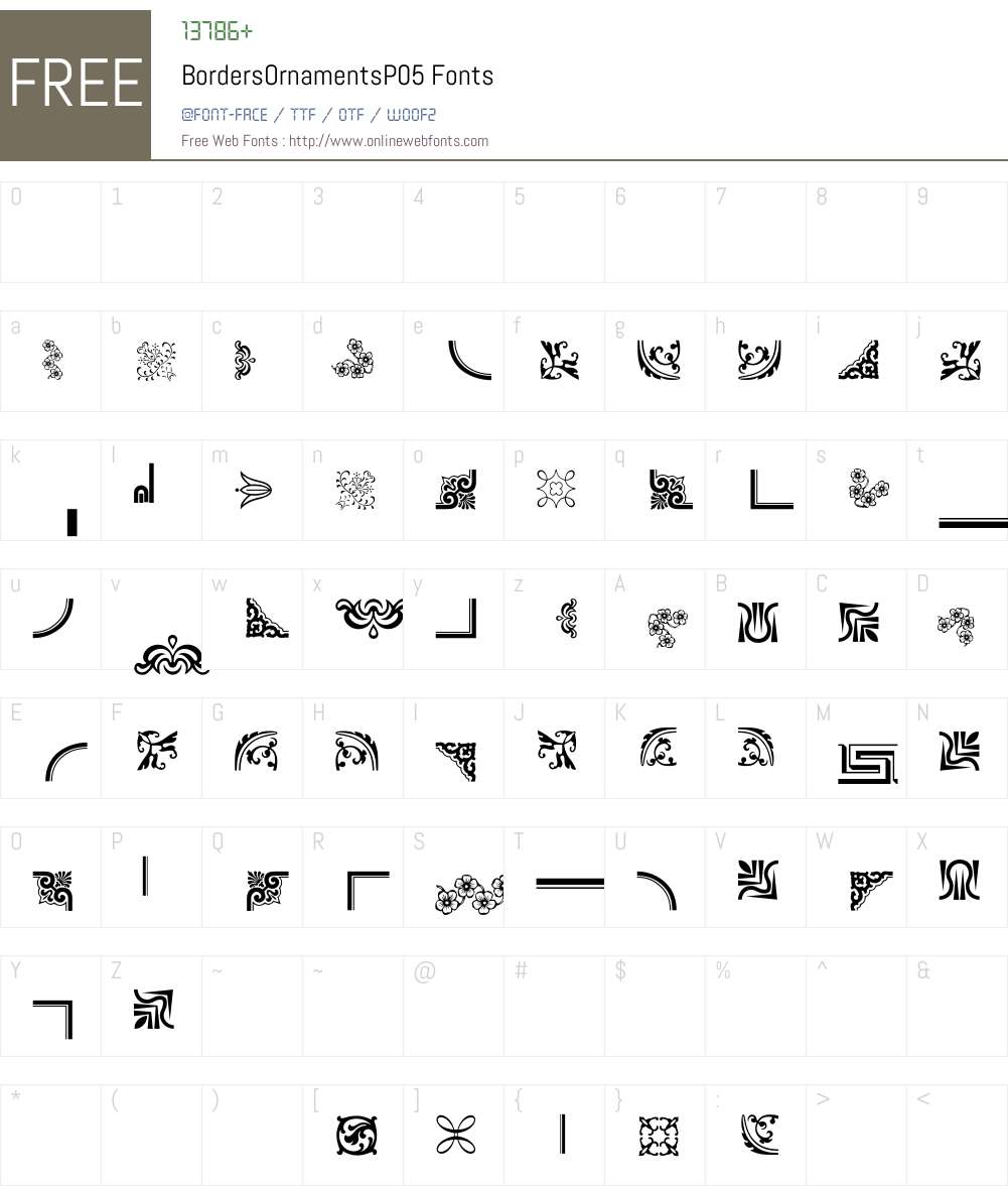 BordersOrnaments Font Screenshots