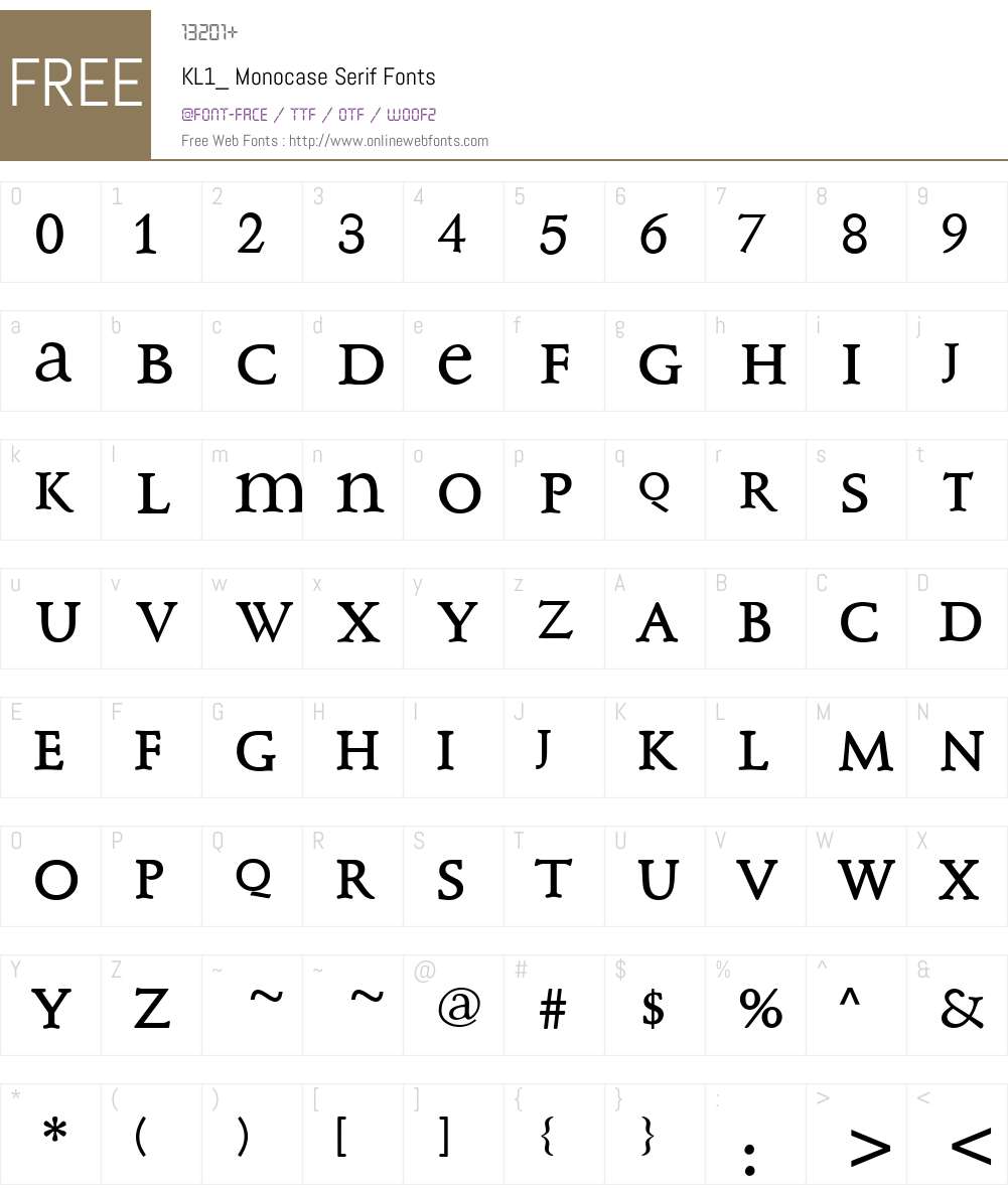 KL1_ Monocase Serif Font Screenshots