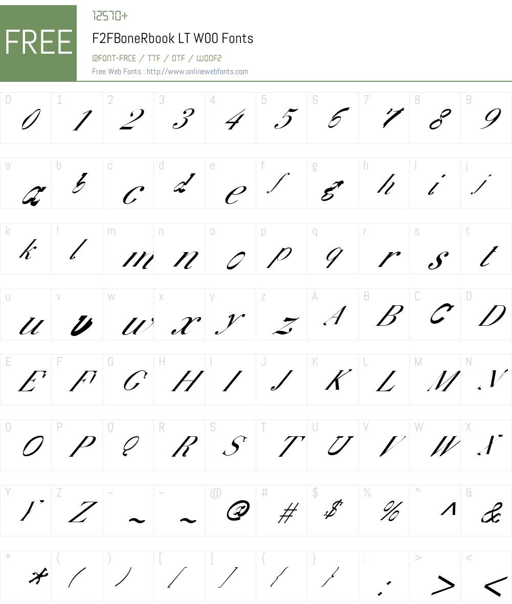 F2FBoneRbookLTW00 Font Screenshots