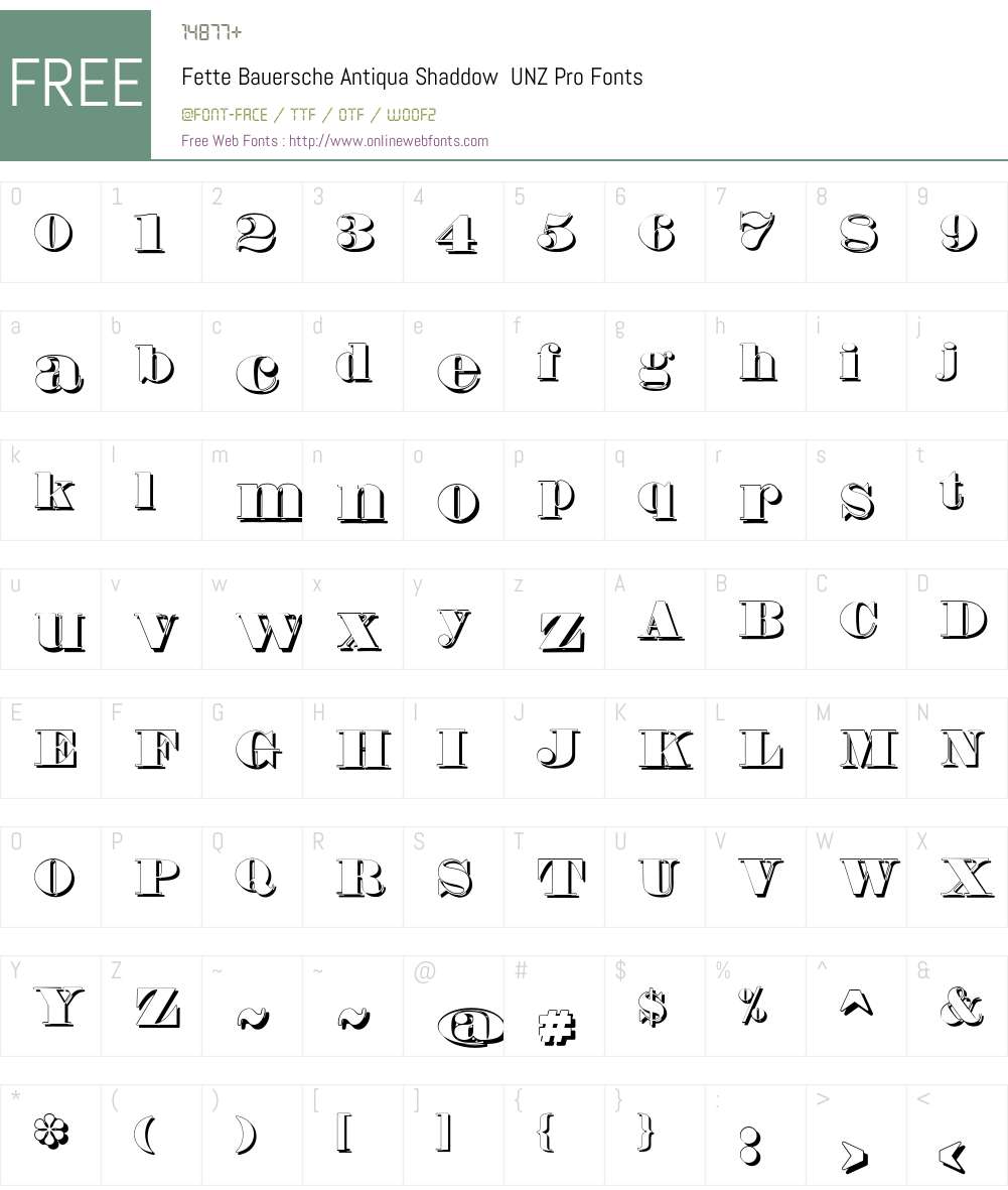 Fette Bauersche Antiqua Shaddow UNZ Pro Font Screenshots