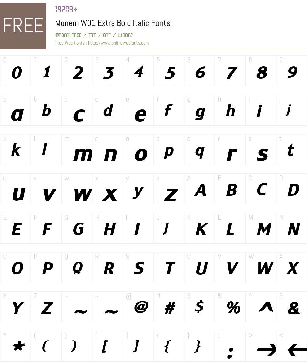 MonemW01-ExtraBoldItalic Font Screenshots