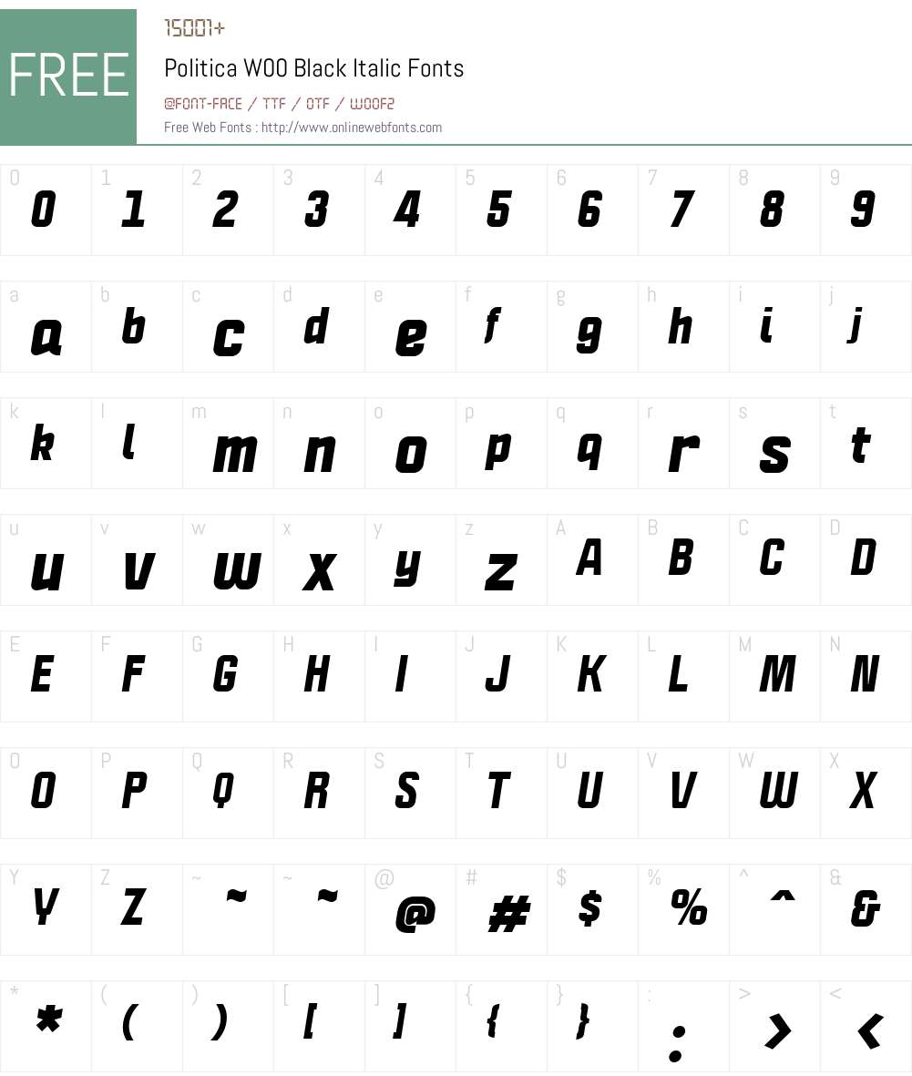 PoliticaW00-BlackItalic Font Screenshots