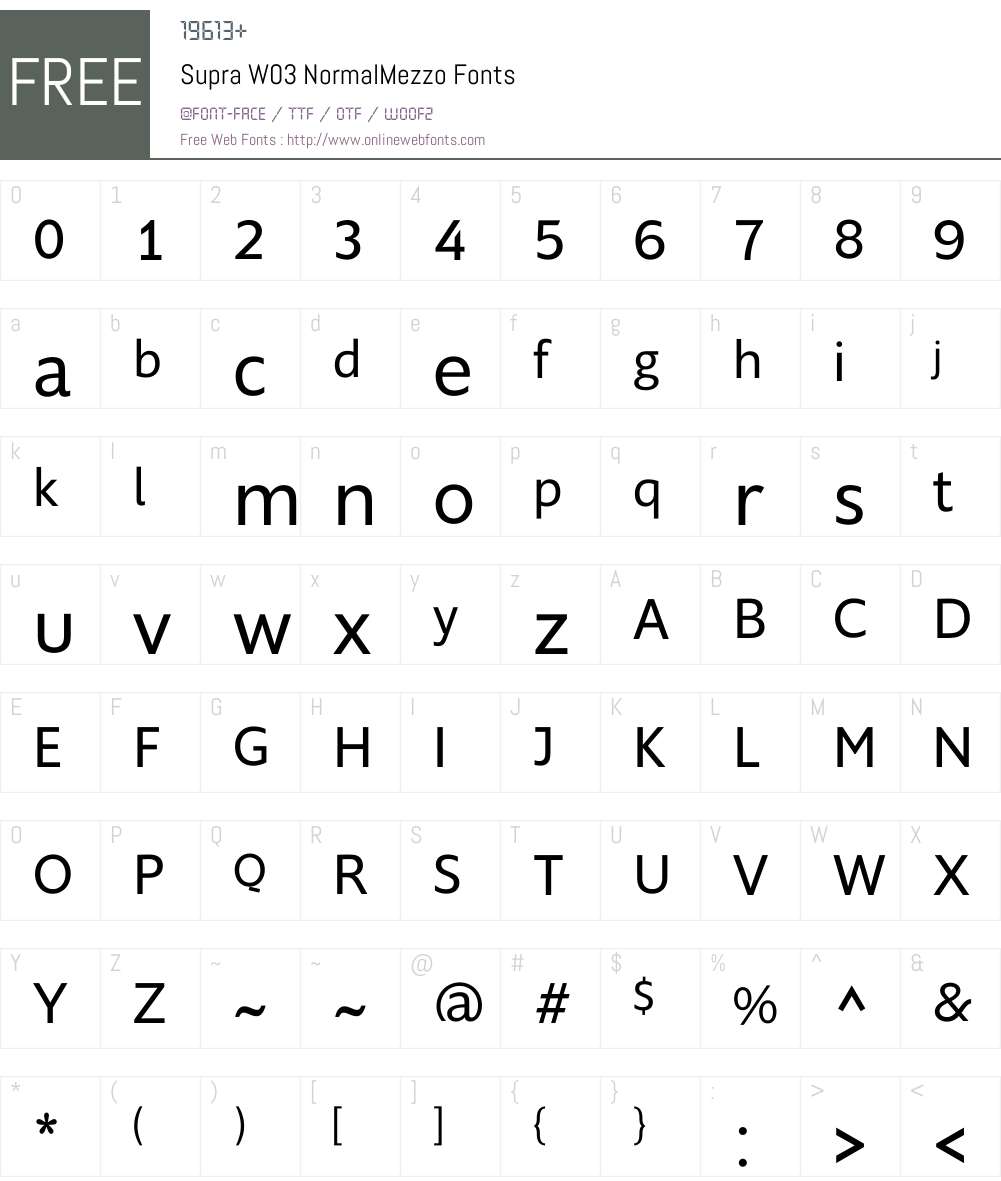 Supra Mezzo Font Screenshots