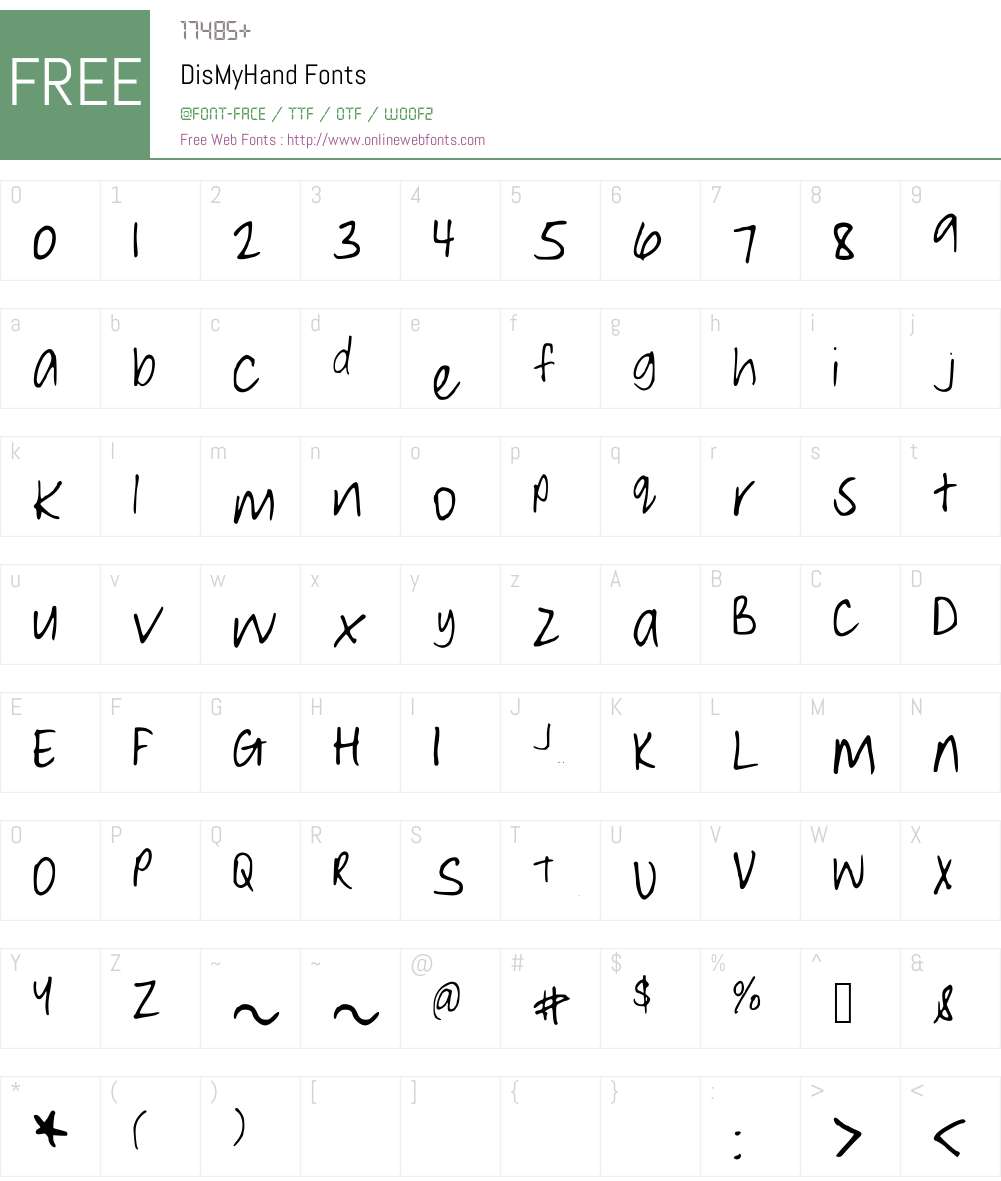 DisMyHand Font Screenshots