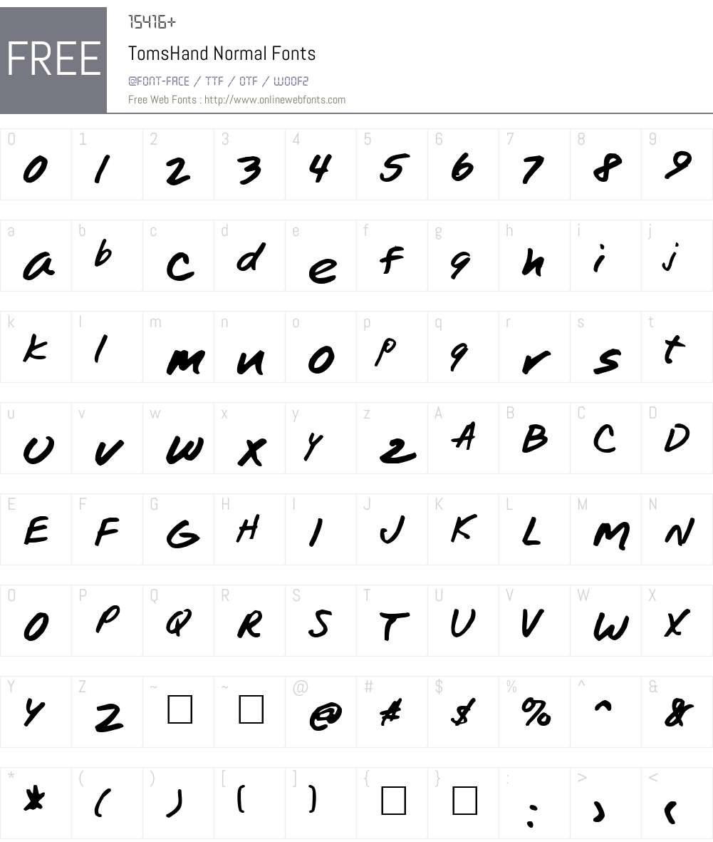 TomsHand Font Screenshots