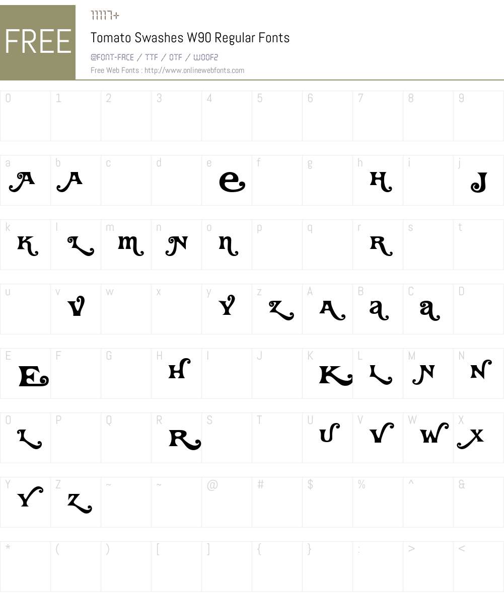 TomatoSwashesW90-Regular Font Screenshots