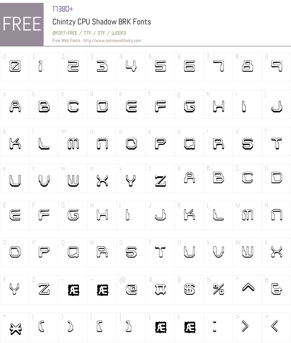 Chintzy CPU Shadow BRK Font Screenshots