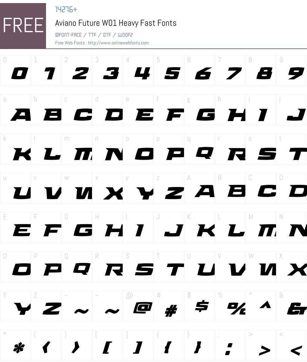 Aviano Future Heavy Fast Font Screenshots