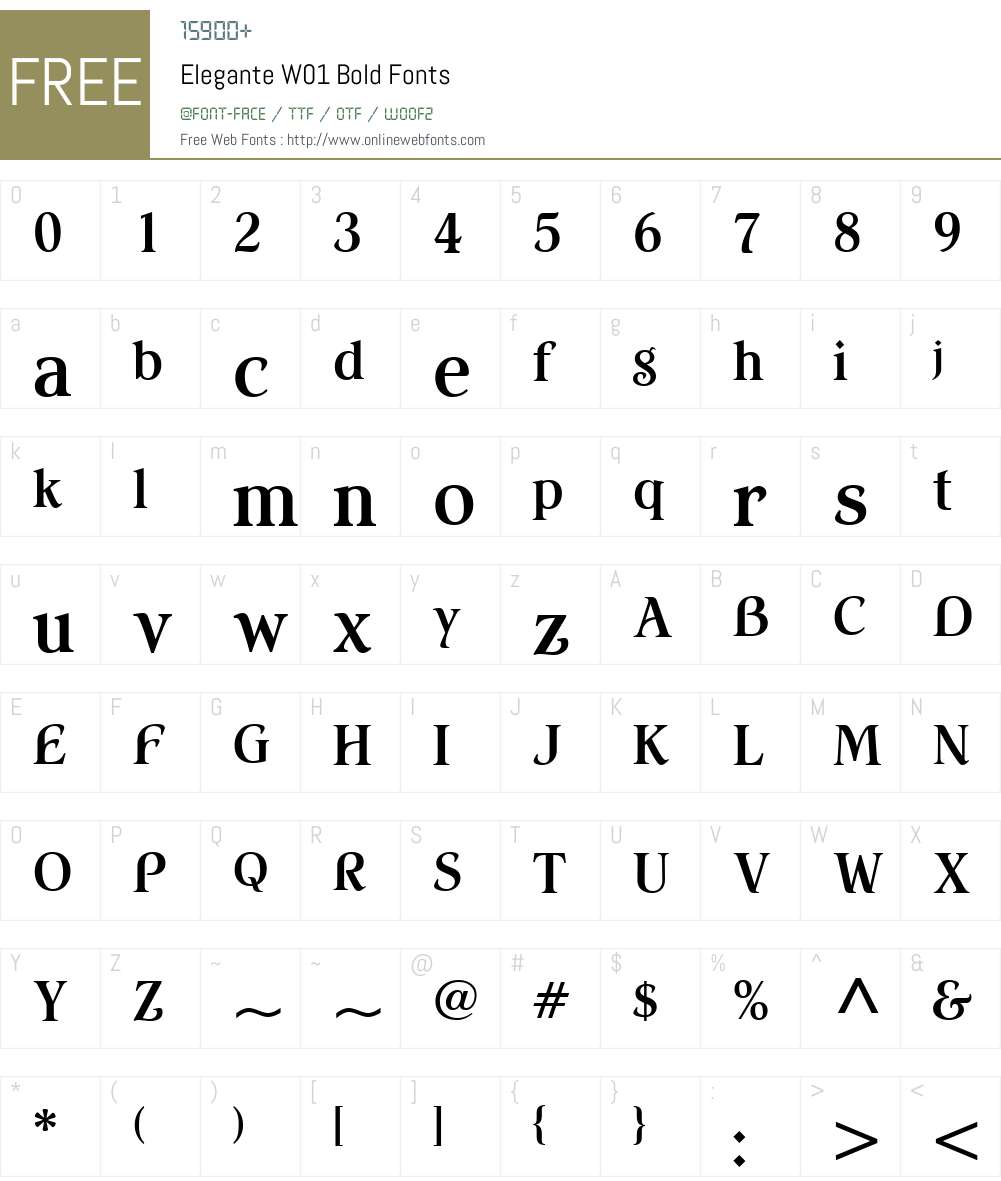 EleganteW01-Bold Font Screenshots