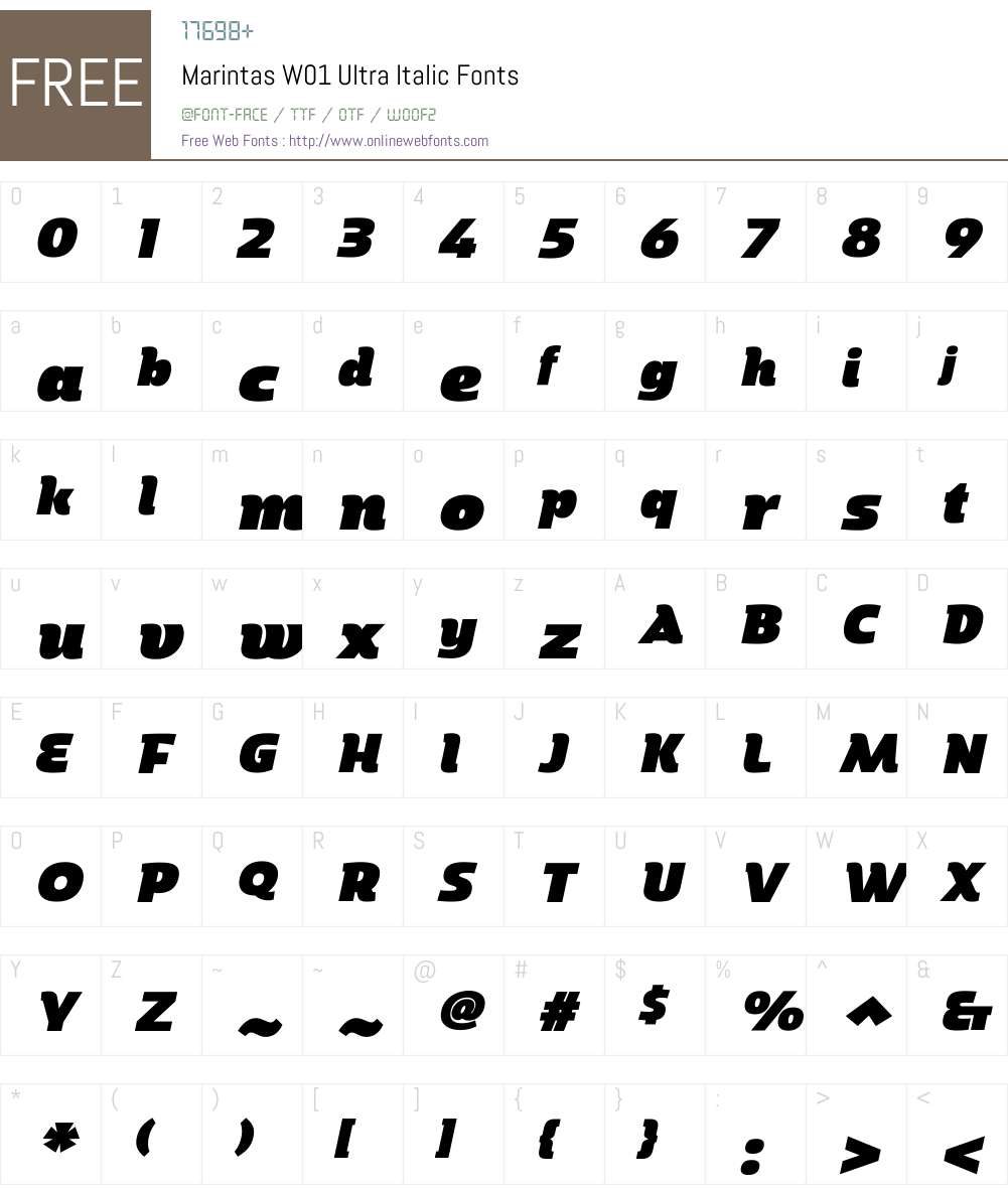 MarintasW01-UltraItalic Font Screenshots