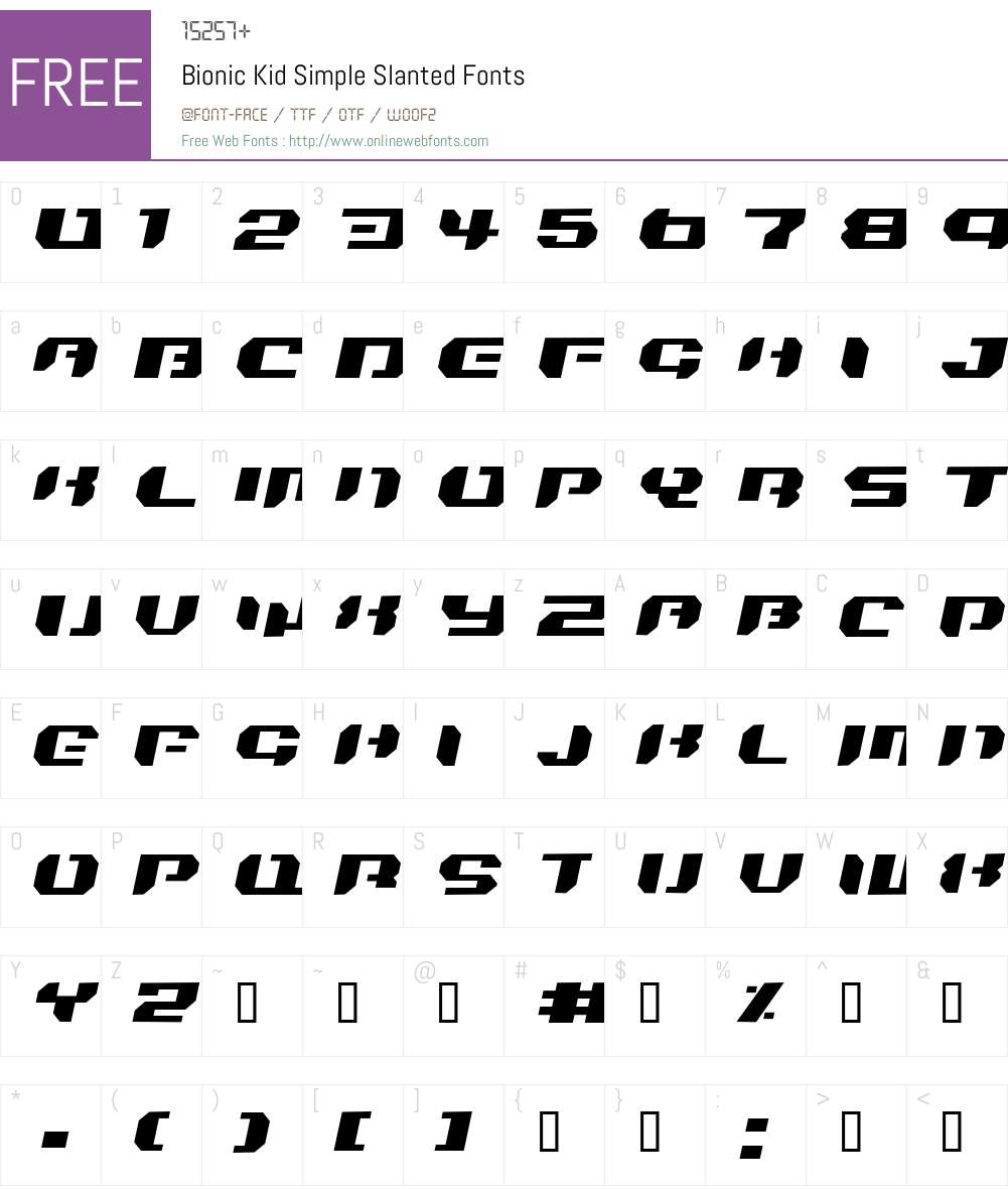 Bionic Kid Simple Slanted Font Screenshots