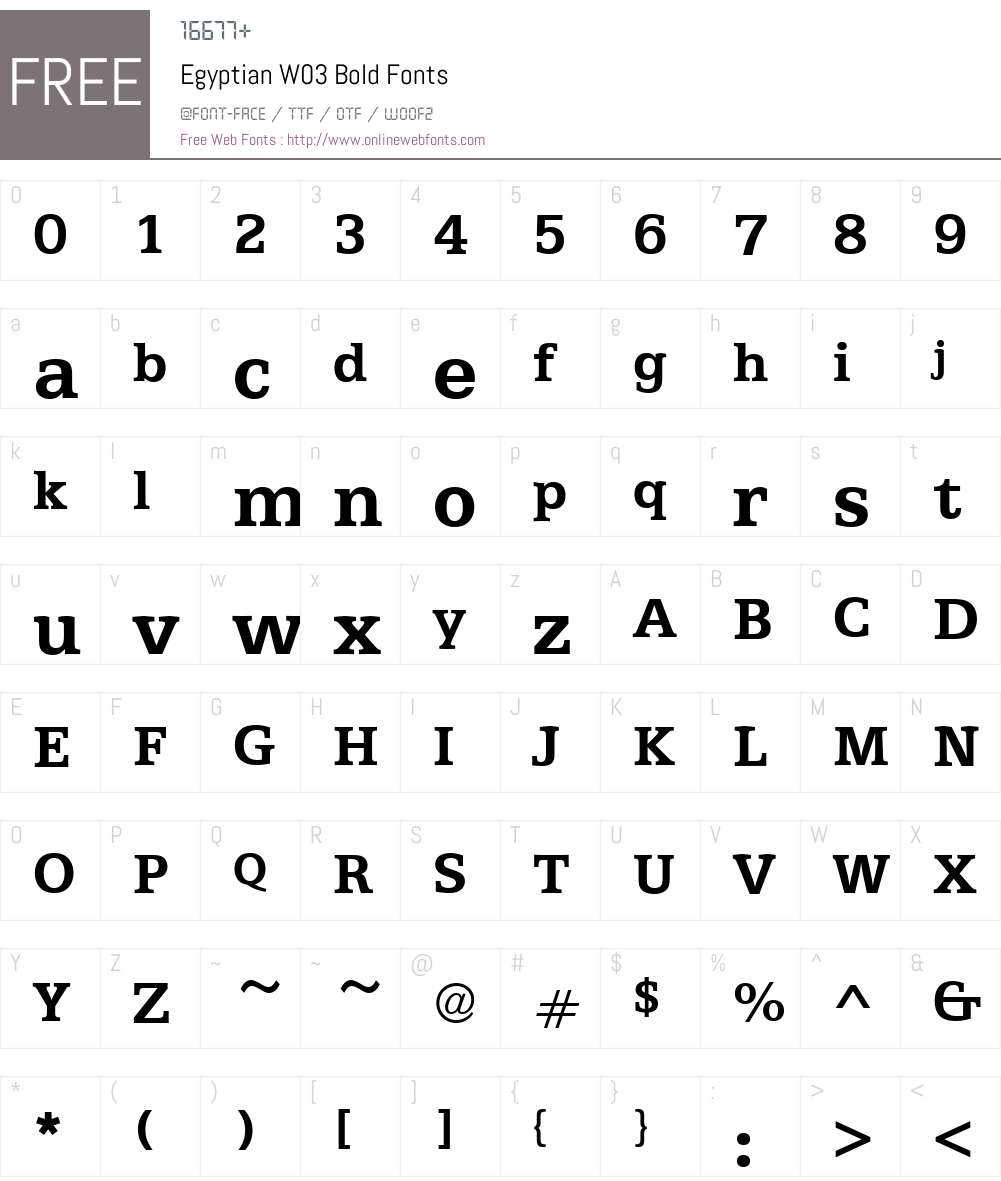 Egyptian 505 Font Screenshots