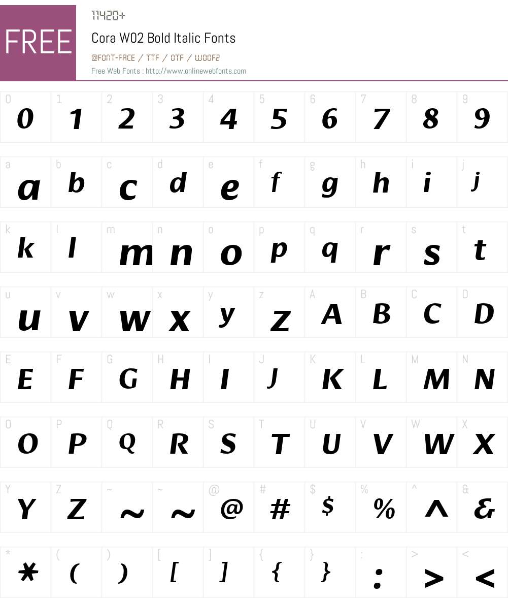 Cora Font Screenshots