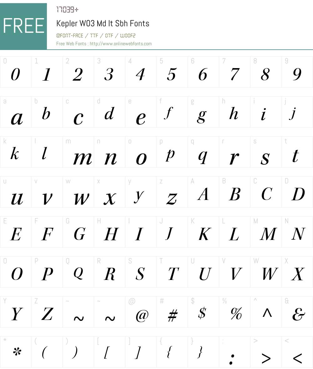 KeplerW03-MdItSbh Font Screenshots