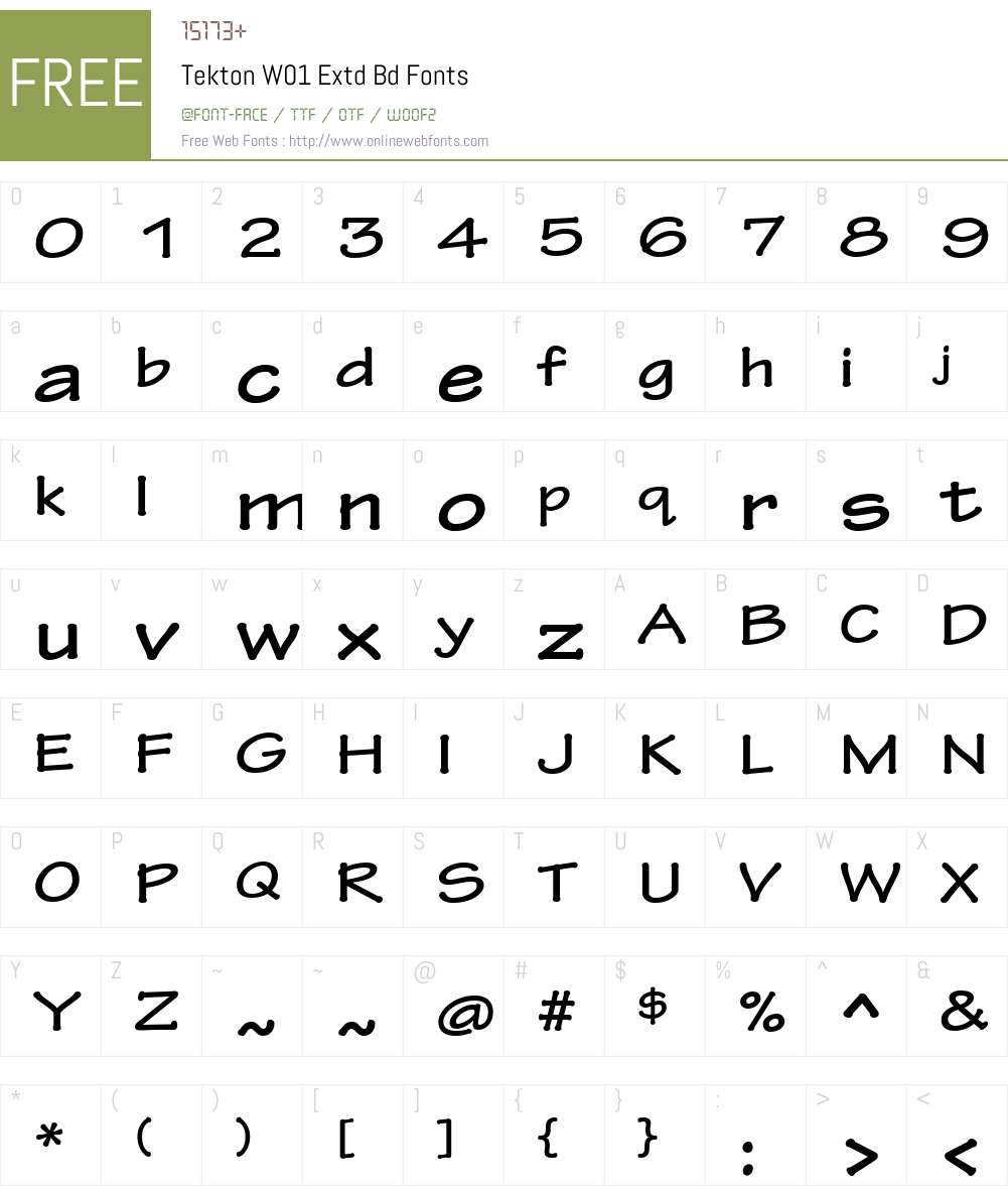 TektonW01-ExtdBd Font Screenshots