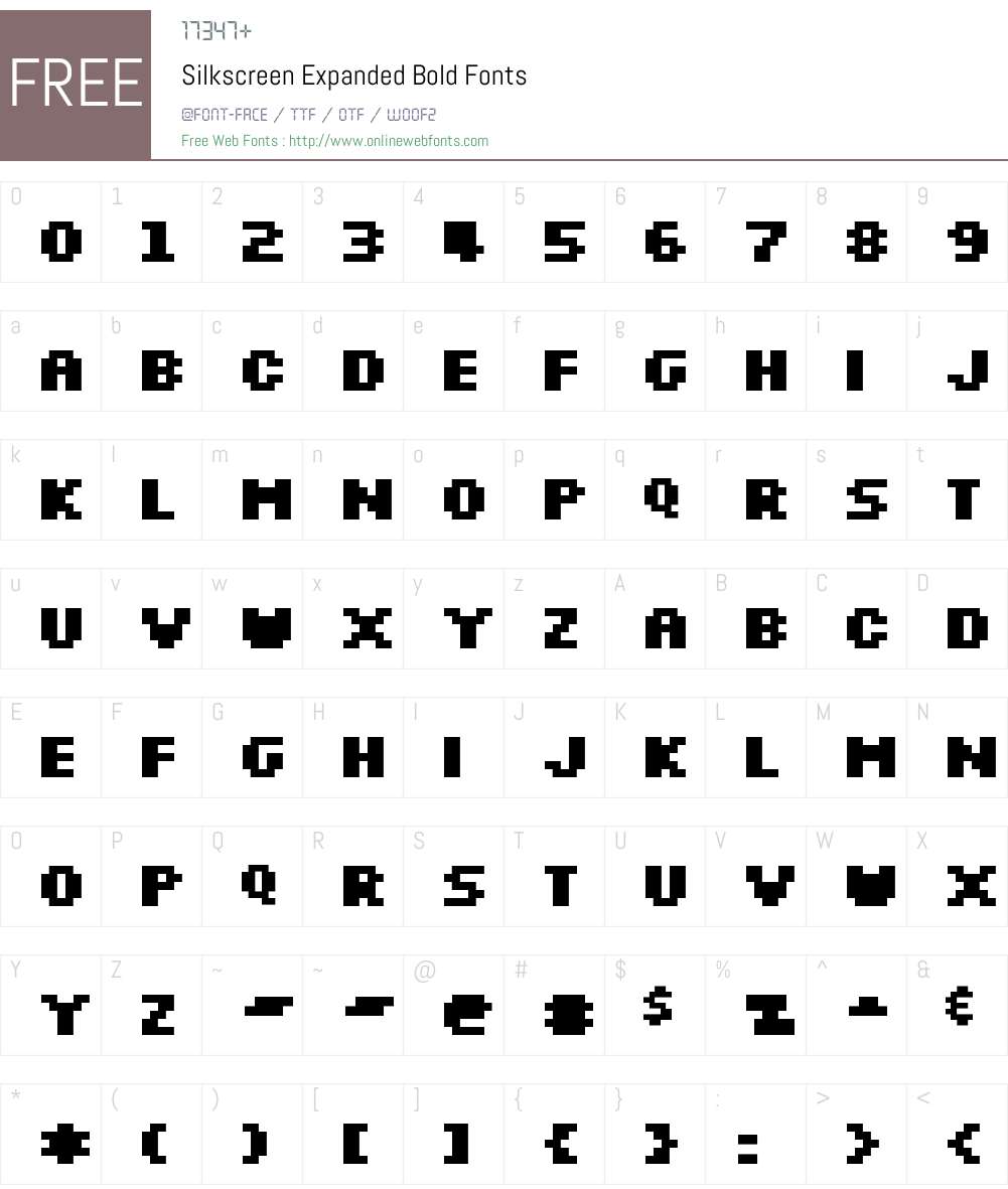 Silkscreen Expanded Font Screenshots