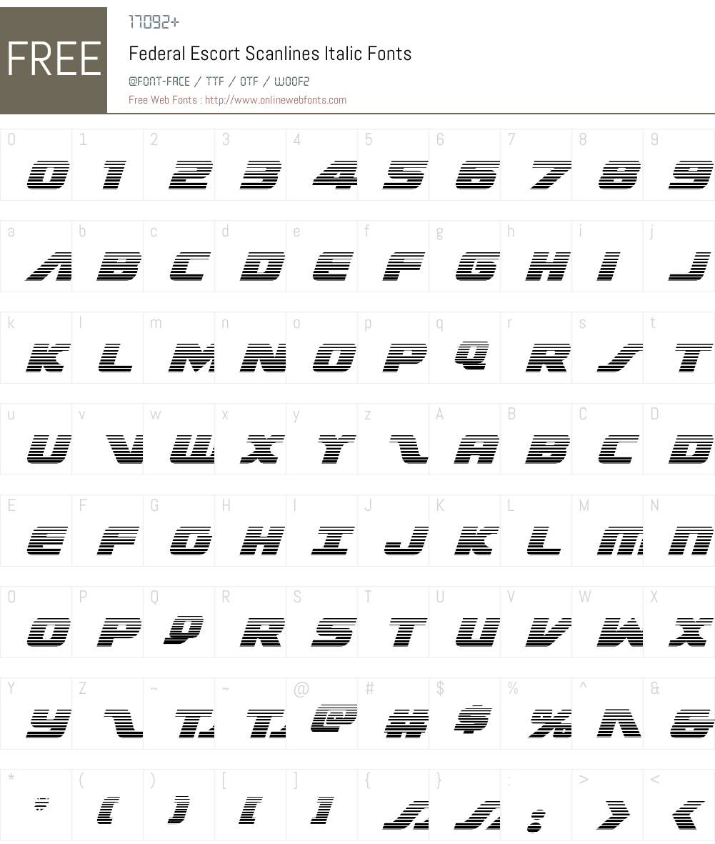 Federal Escort Scanlines Italic Font Screenshots
