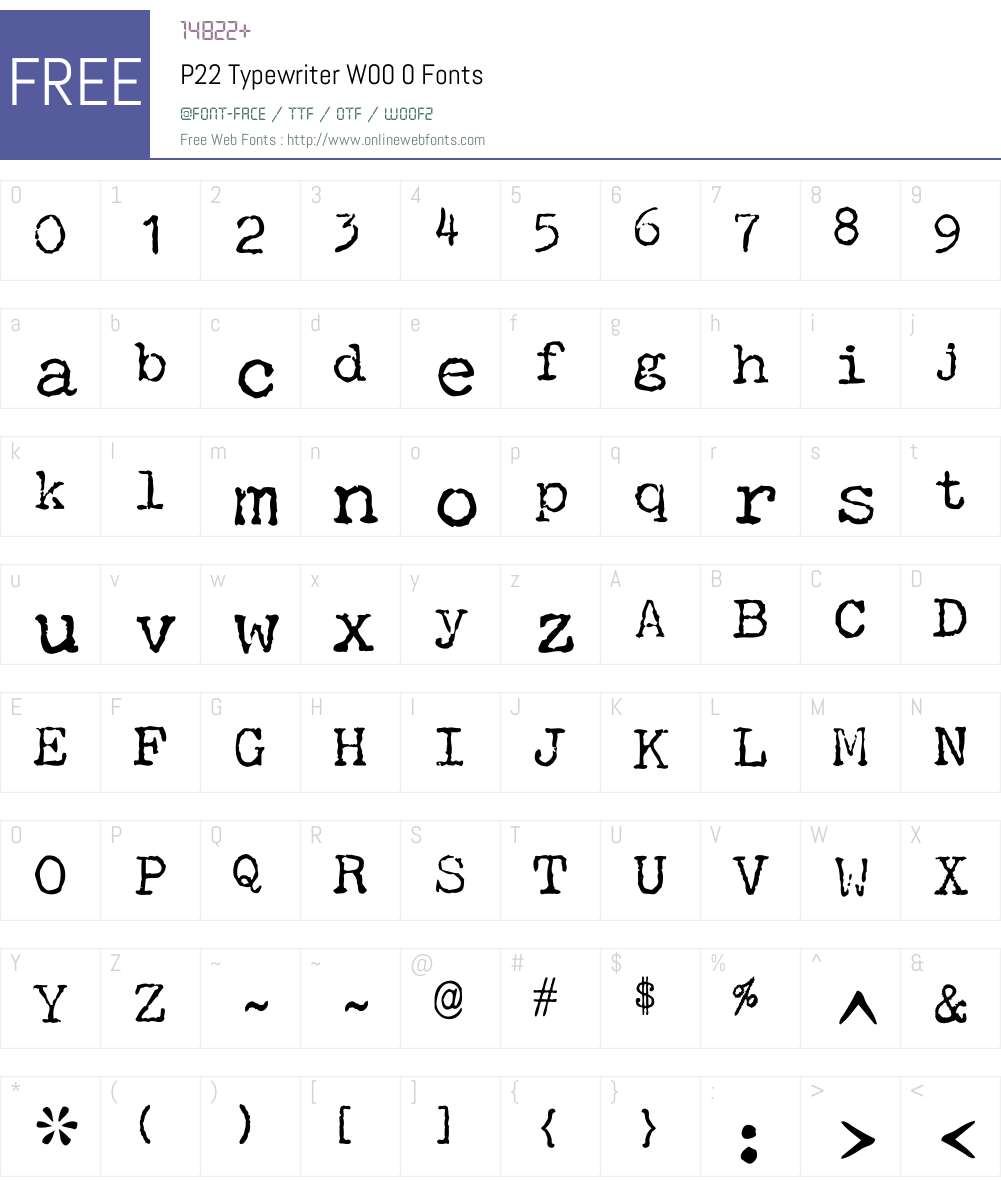 P22TypewriterW00-0 Font Screenshots
