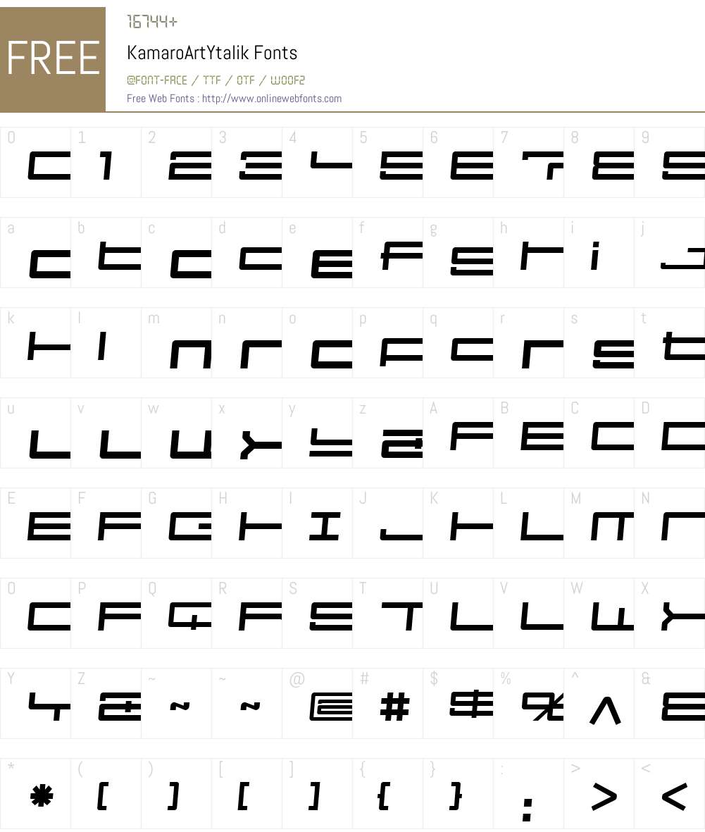 KamaroW00-ArtYtalik Font Screenshots