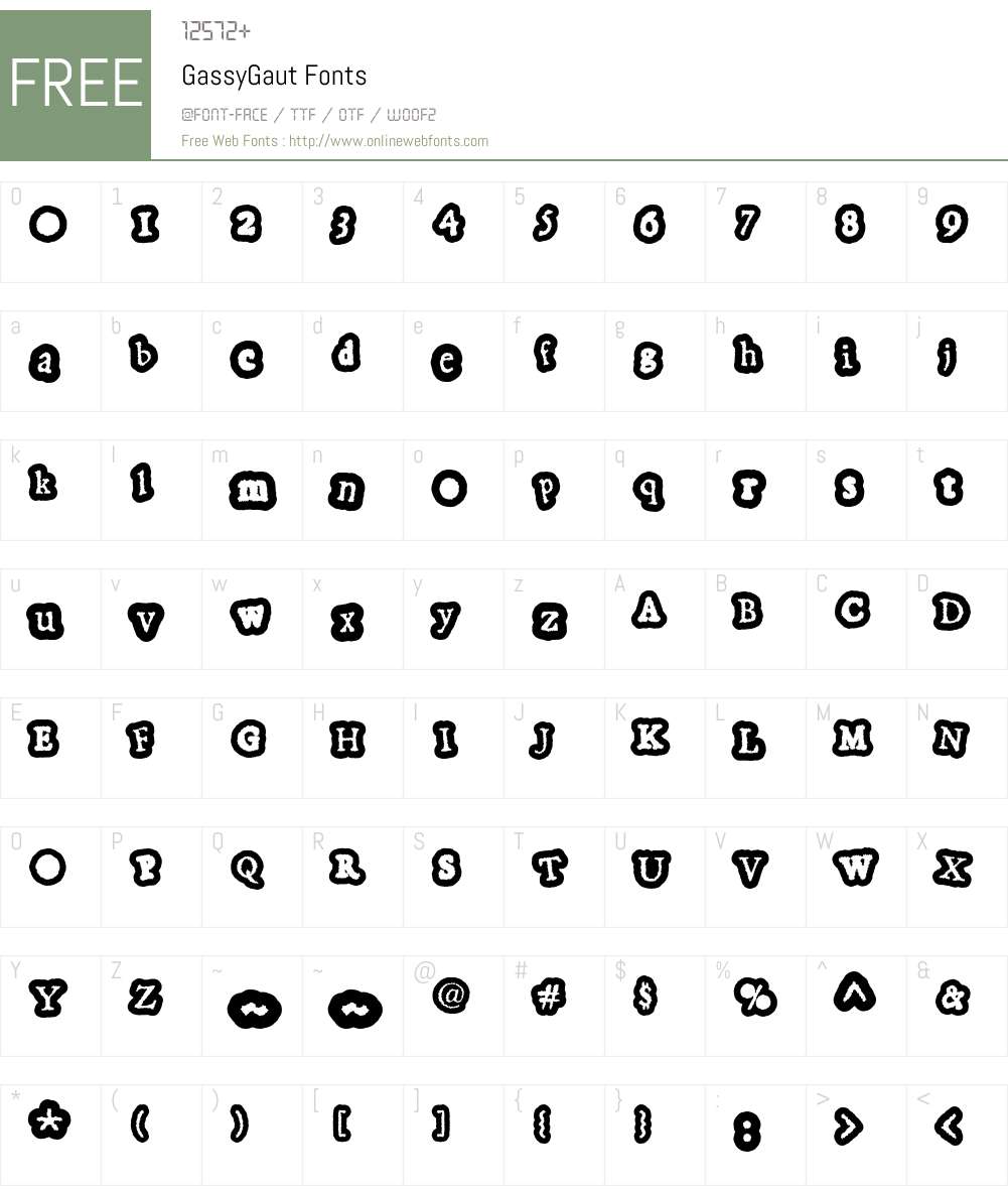 GassyGaut Font Screenshots