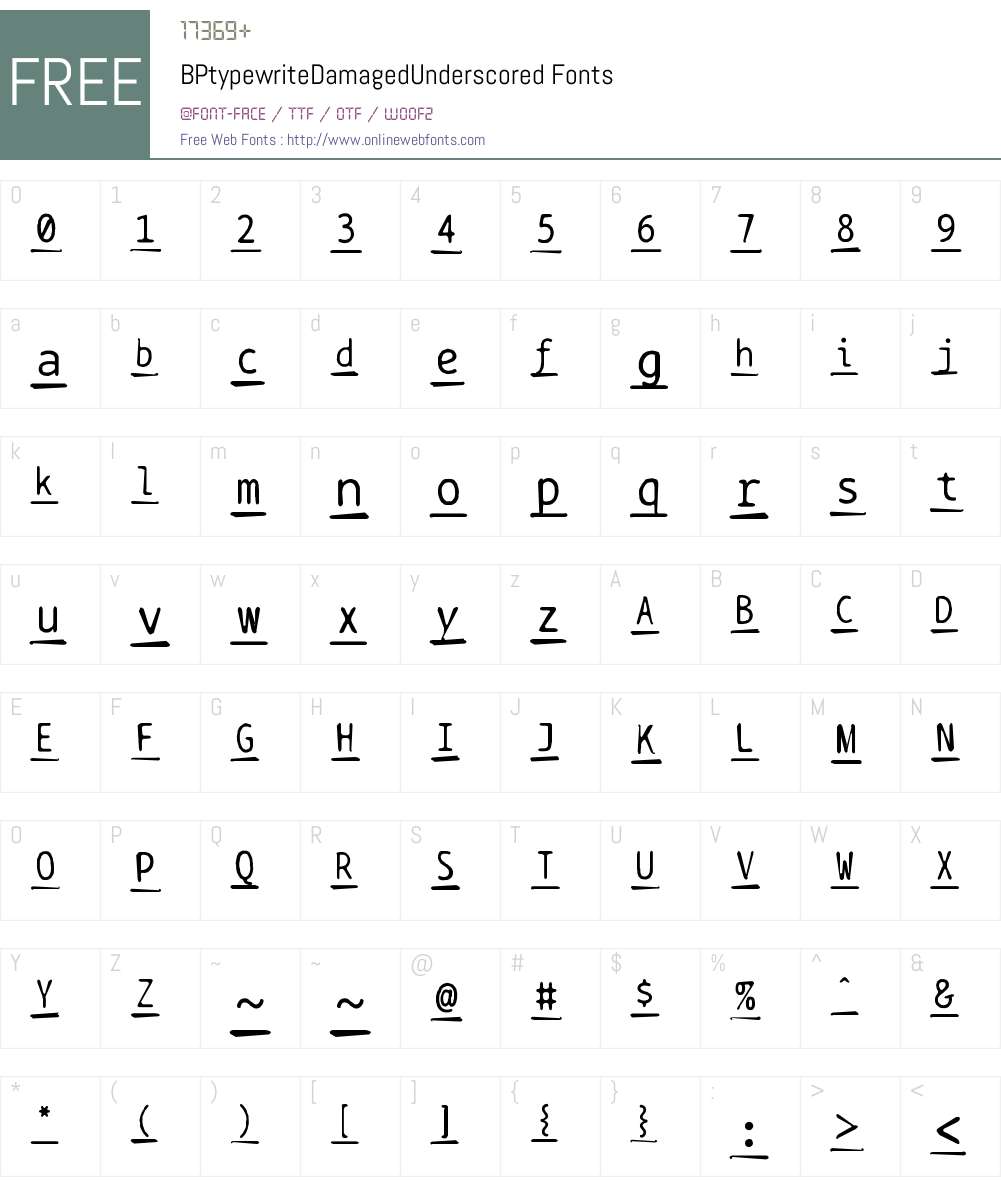 BPtypewriteDamagedUnderscored Font Screenshots