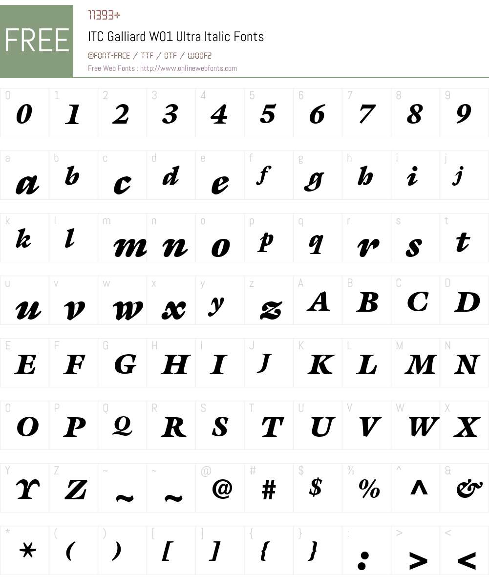 ITCGalliardW01-UltraItalic Font Screenshots