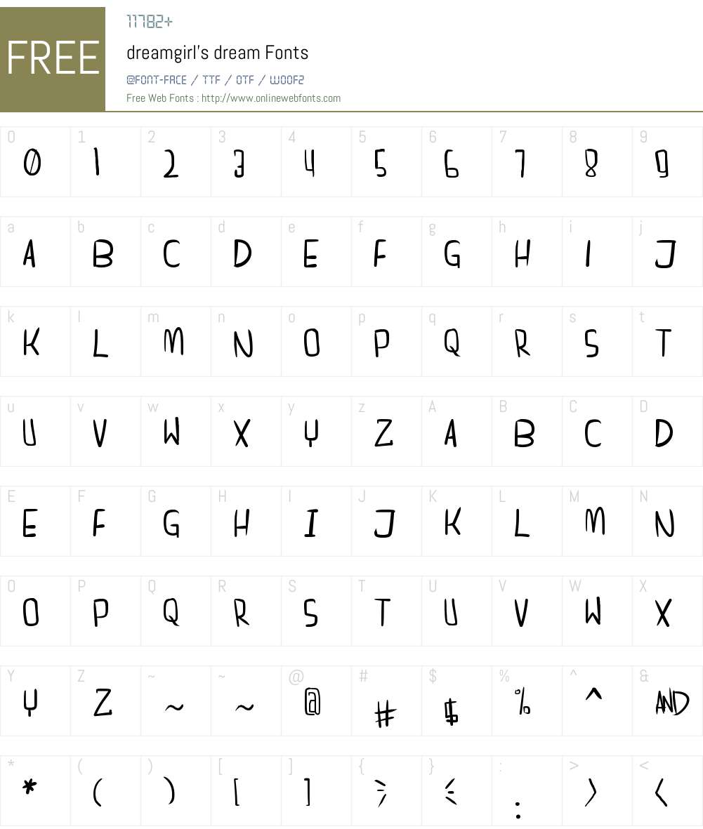 dreamgirl's dream Font Screenshots