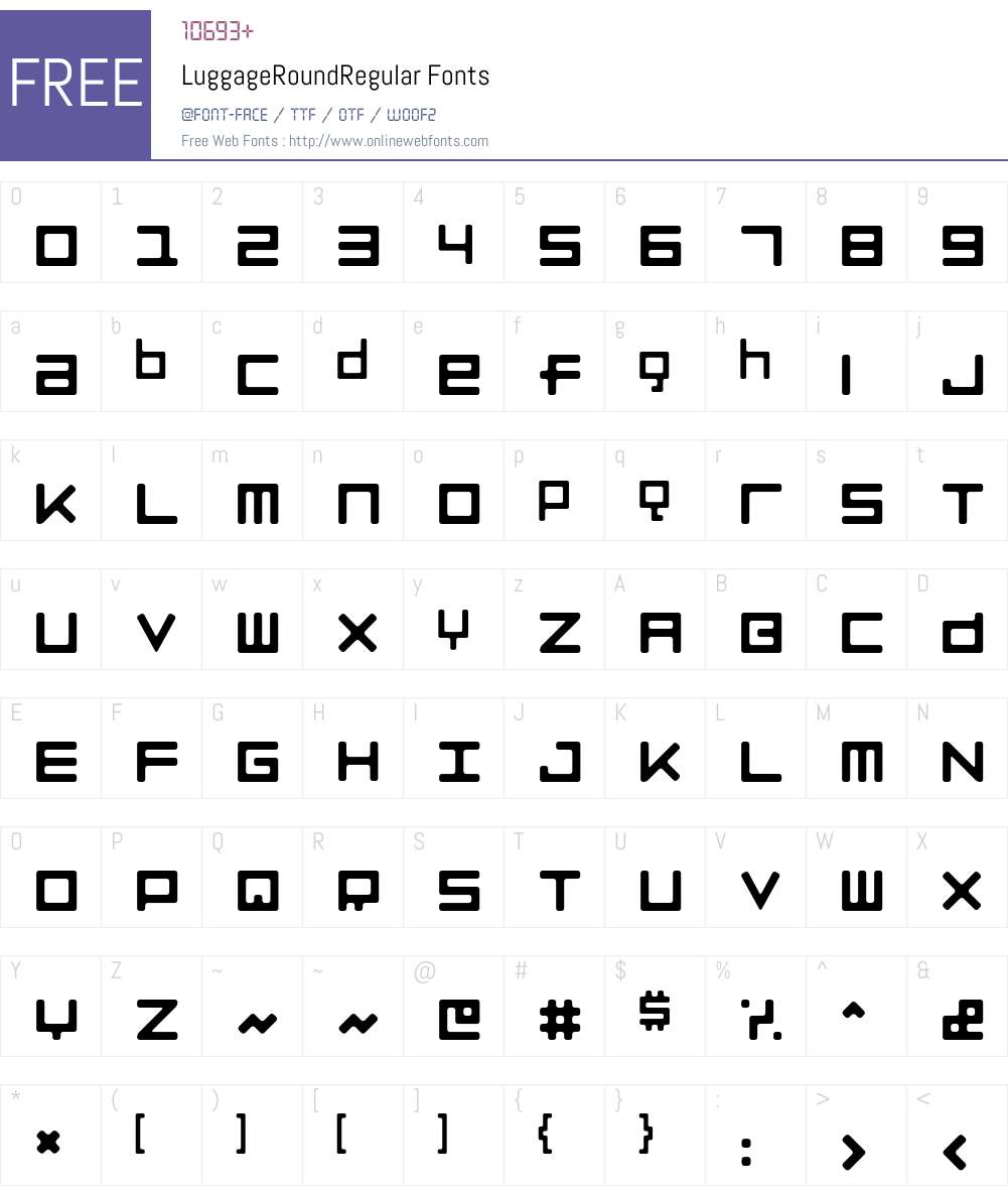 LuggageRound Font Screenshots