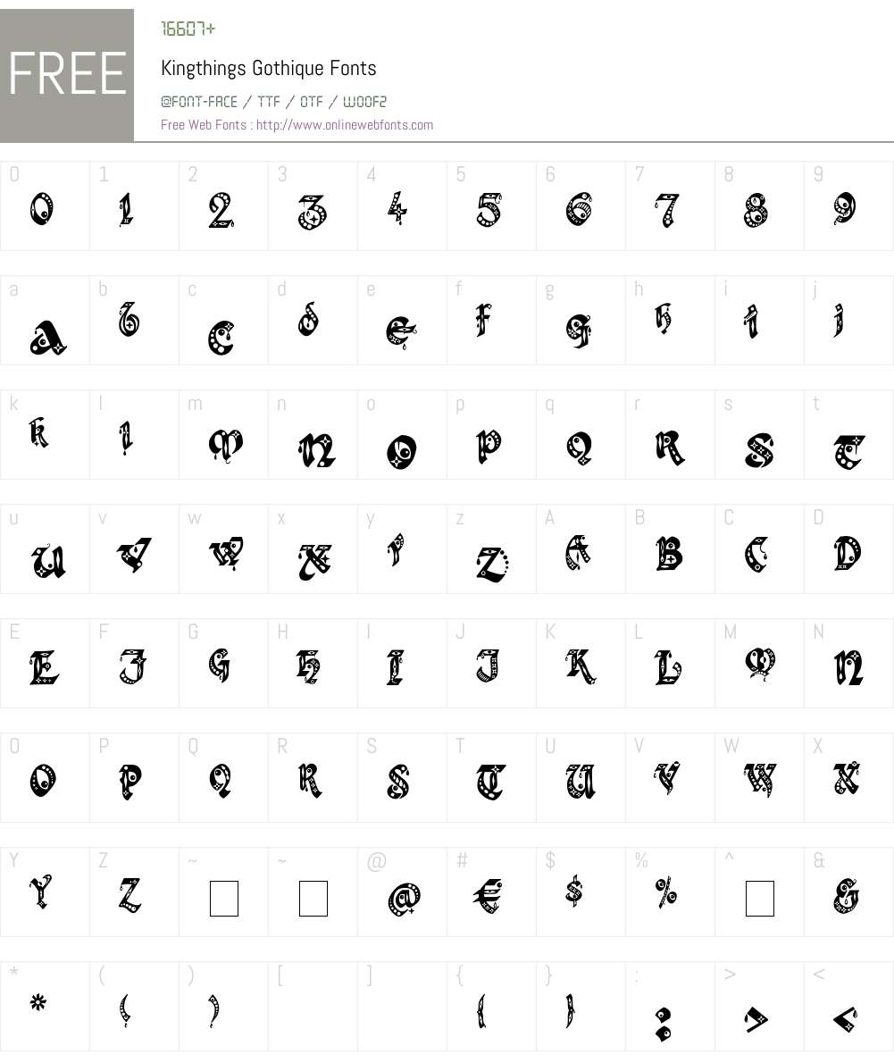 Kingthings Gothique Font Screenshots