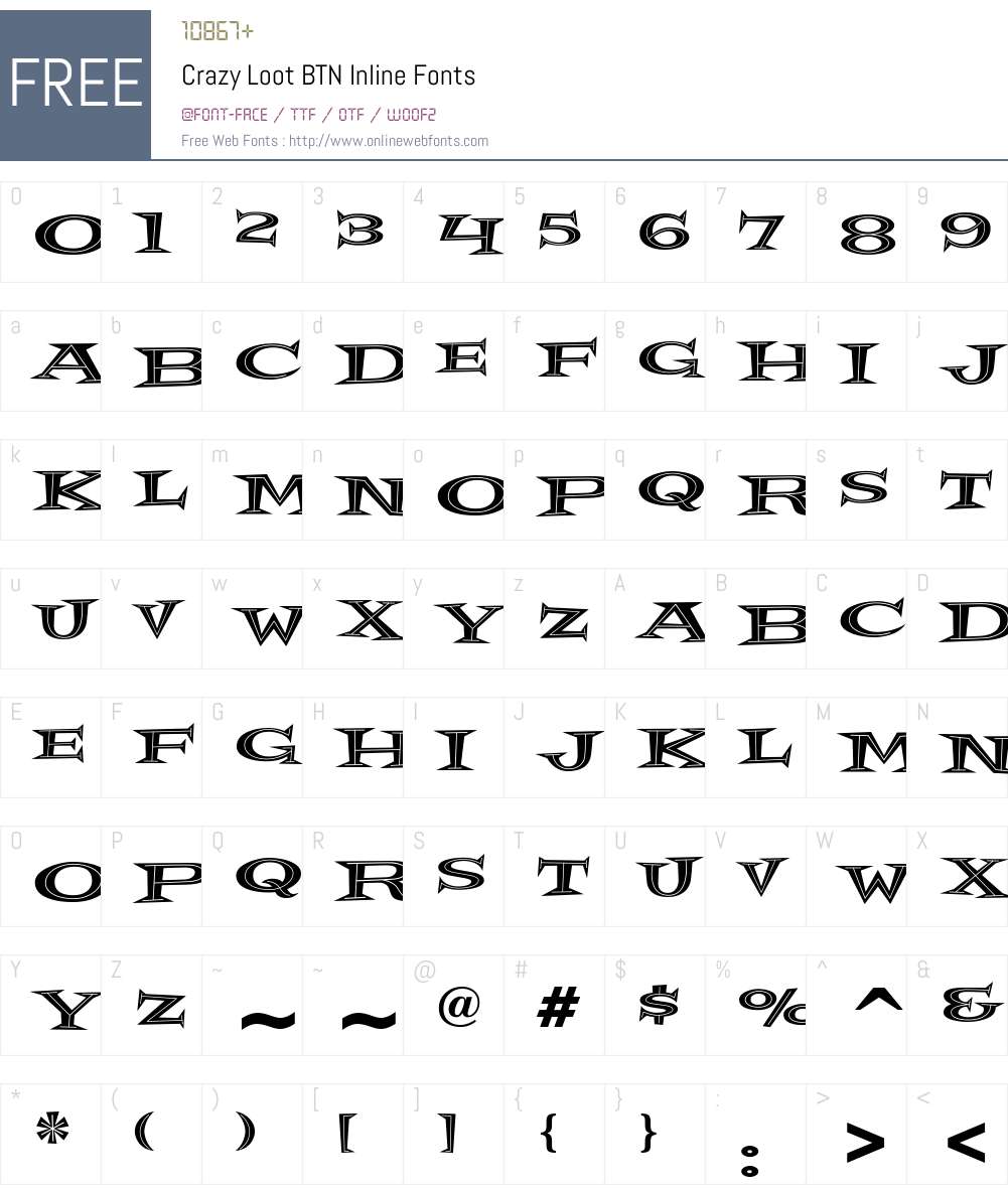 Crazy Loot BTN Inline Font Screenshots