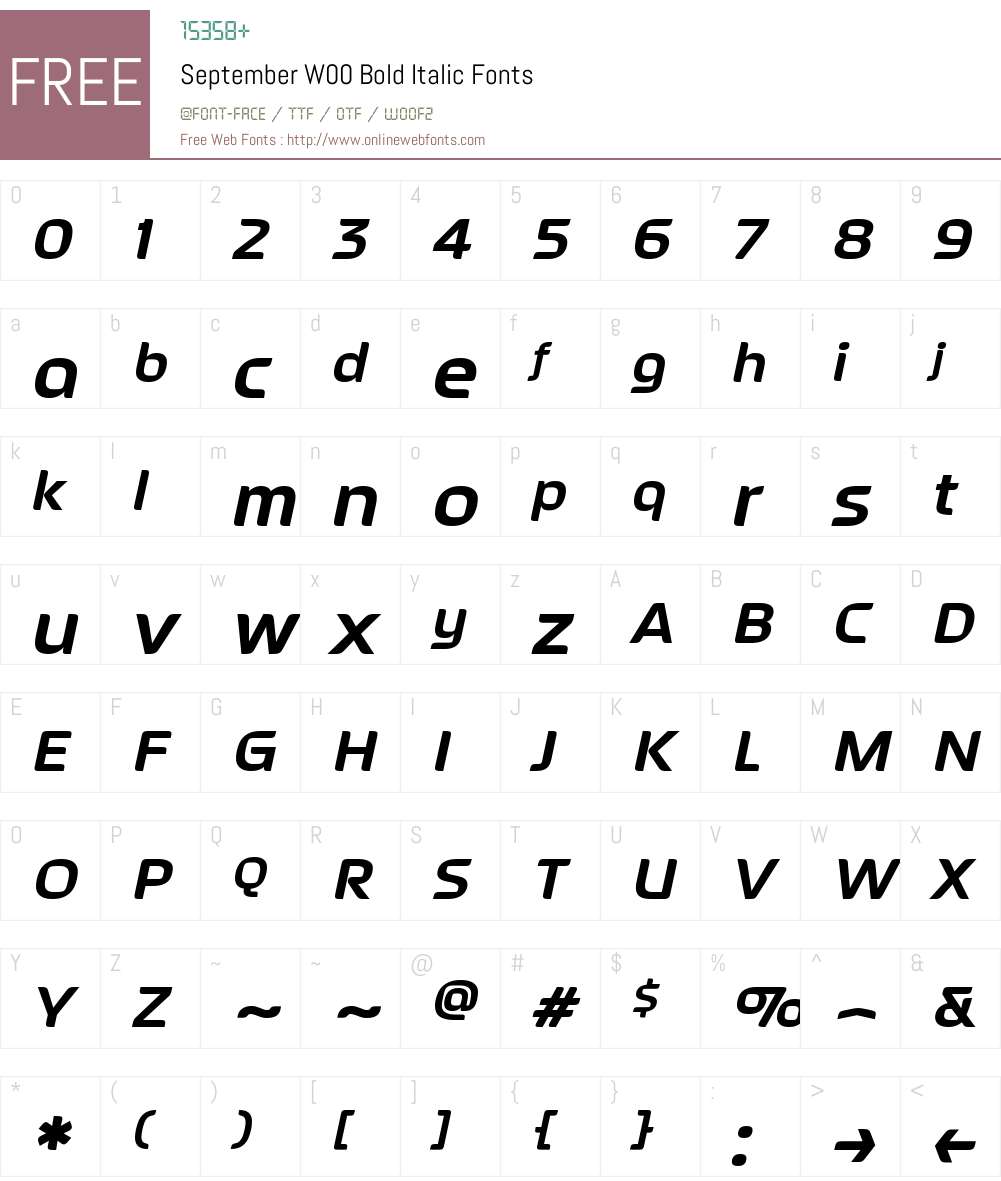 SeptemberW00-BoldItalic Font Screenshots