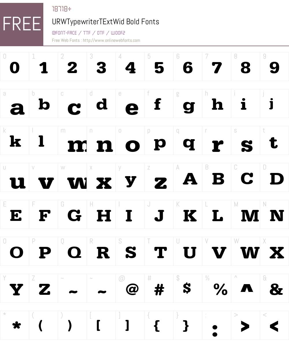URWTypewriterTExtWid Font Screenshots