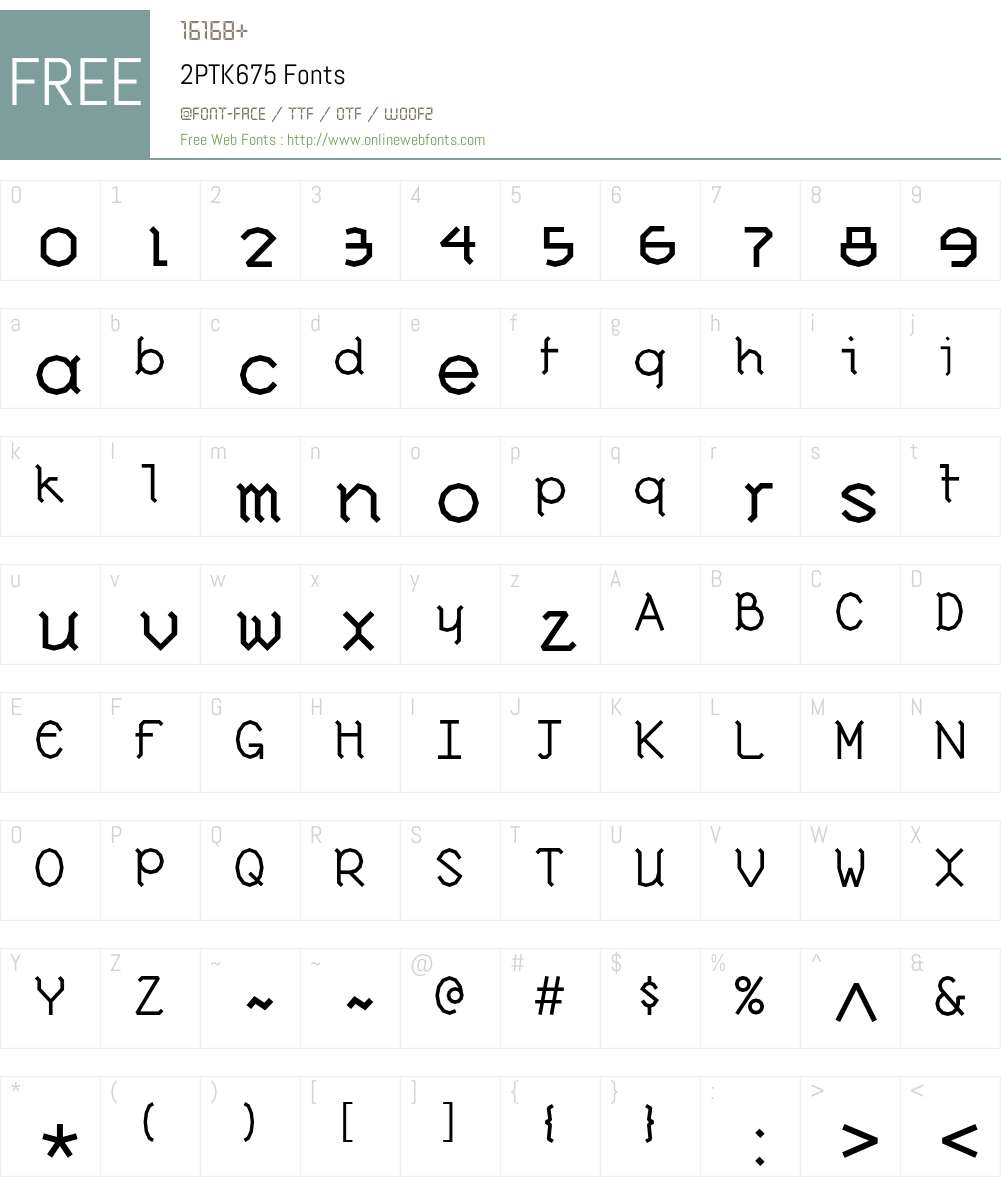 2PTK675 Font Screenshots
