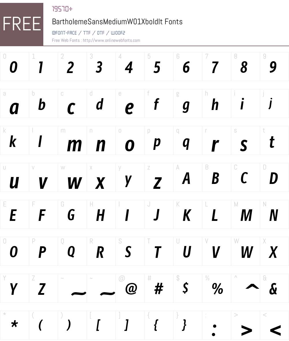 BartholemeSansMediumW01-XboldIt Font Screenshots