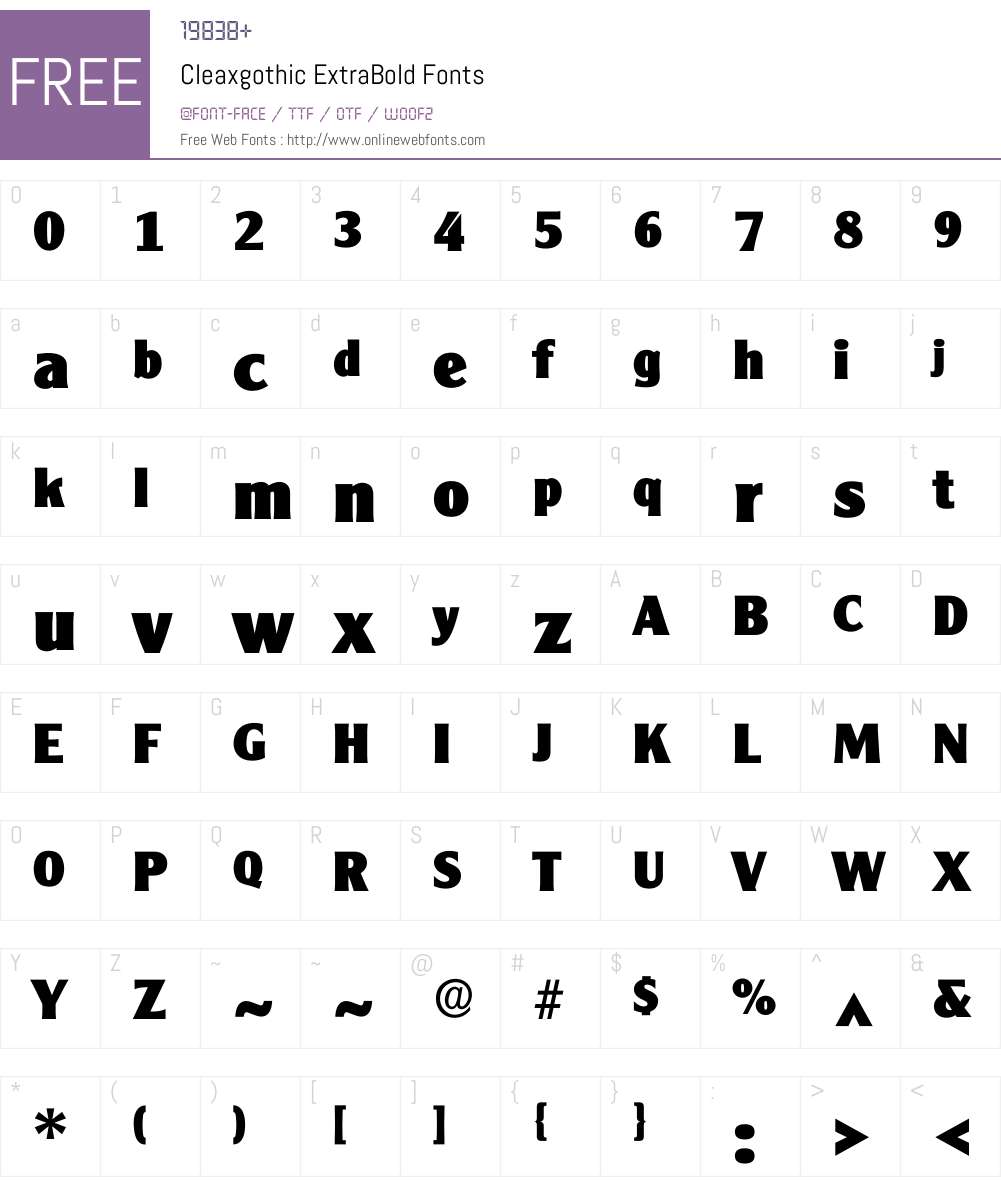 Cleaxgothic Font Screenshots