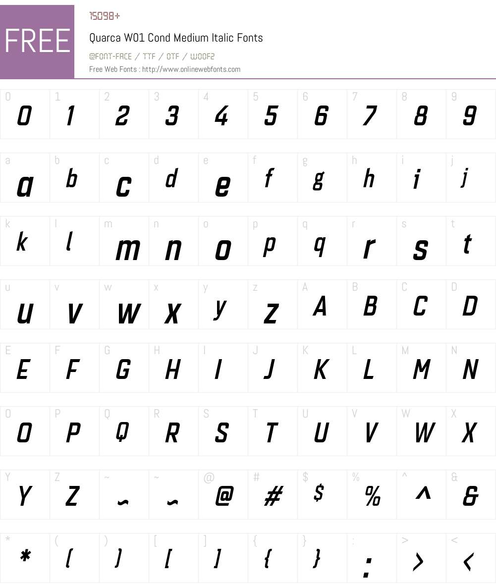 QuarcaW01-CondMediumItalic Font Screenshots