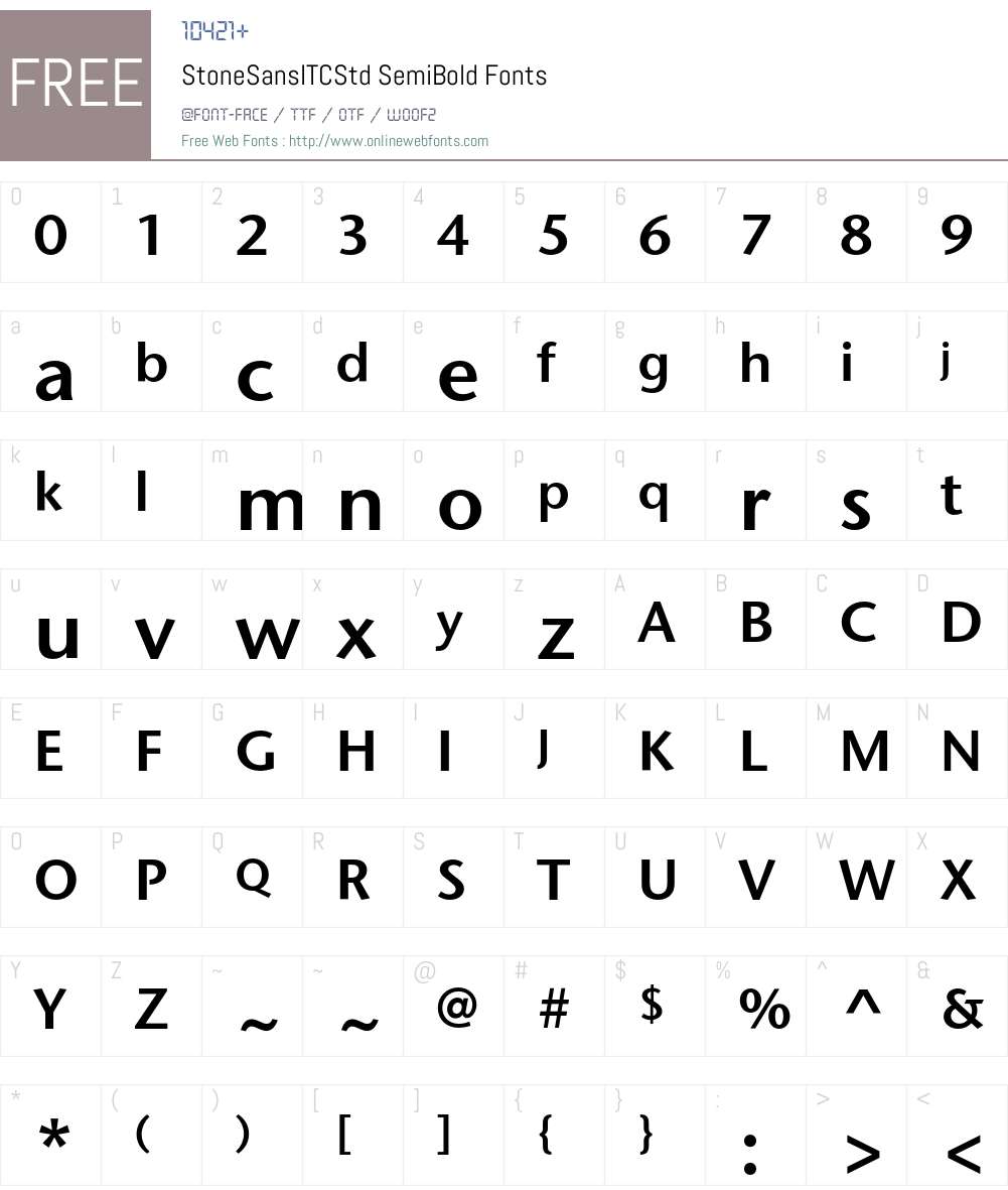 StoneSansITCStd Font Screenshots