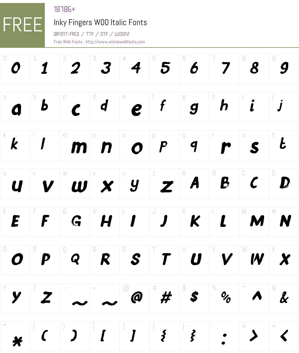 InkyFingersW00-Italic Font Screenshots